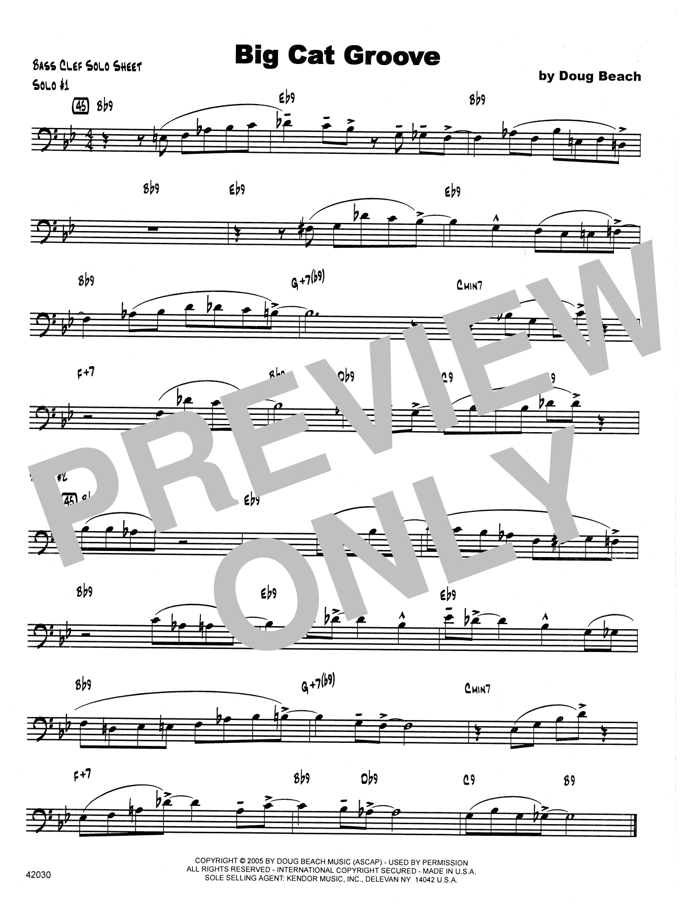 Big Cat Groove - Sample Solo - Bass Clef Instr. (Jazz Ensemble) von Doug Beach