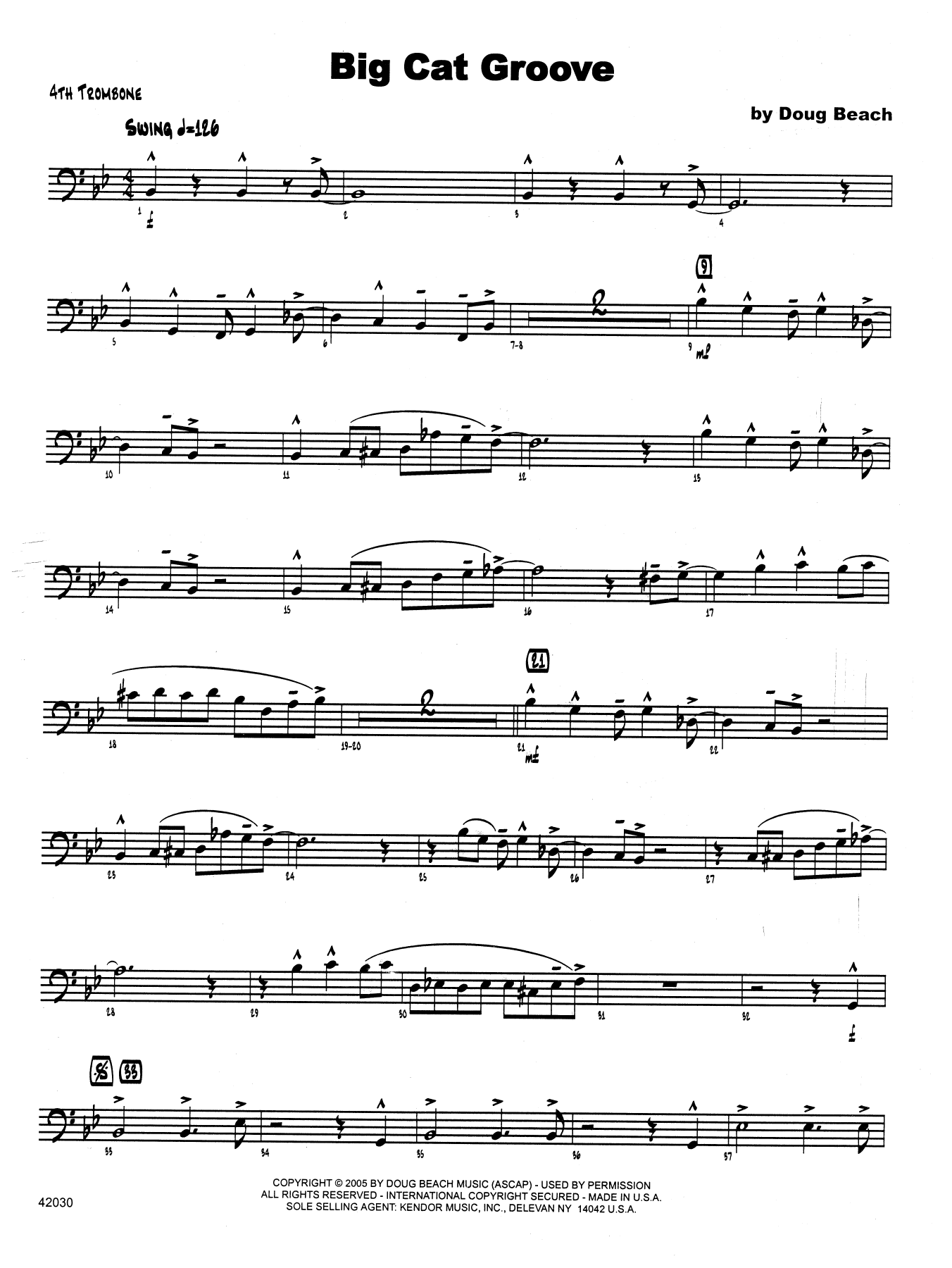 Big Cat Groove - 4th Trombone (Jazz Ensemble) von Doug Beach