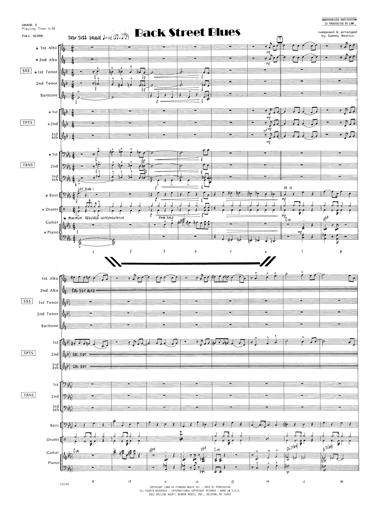 Back Street Blues - Full Score (Jazz Ensemble) von Sammy Nestico