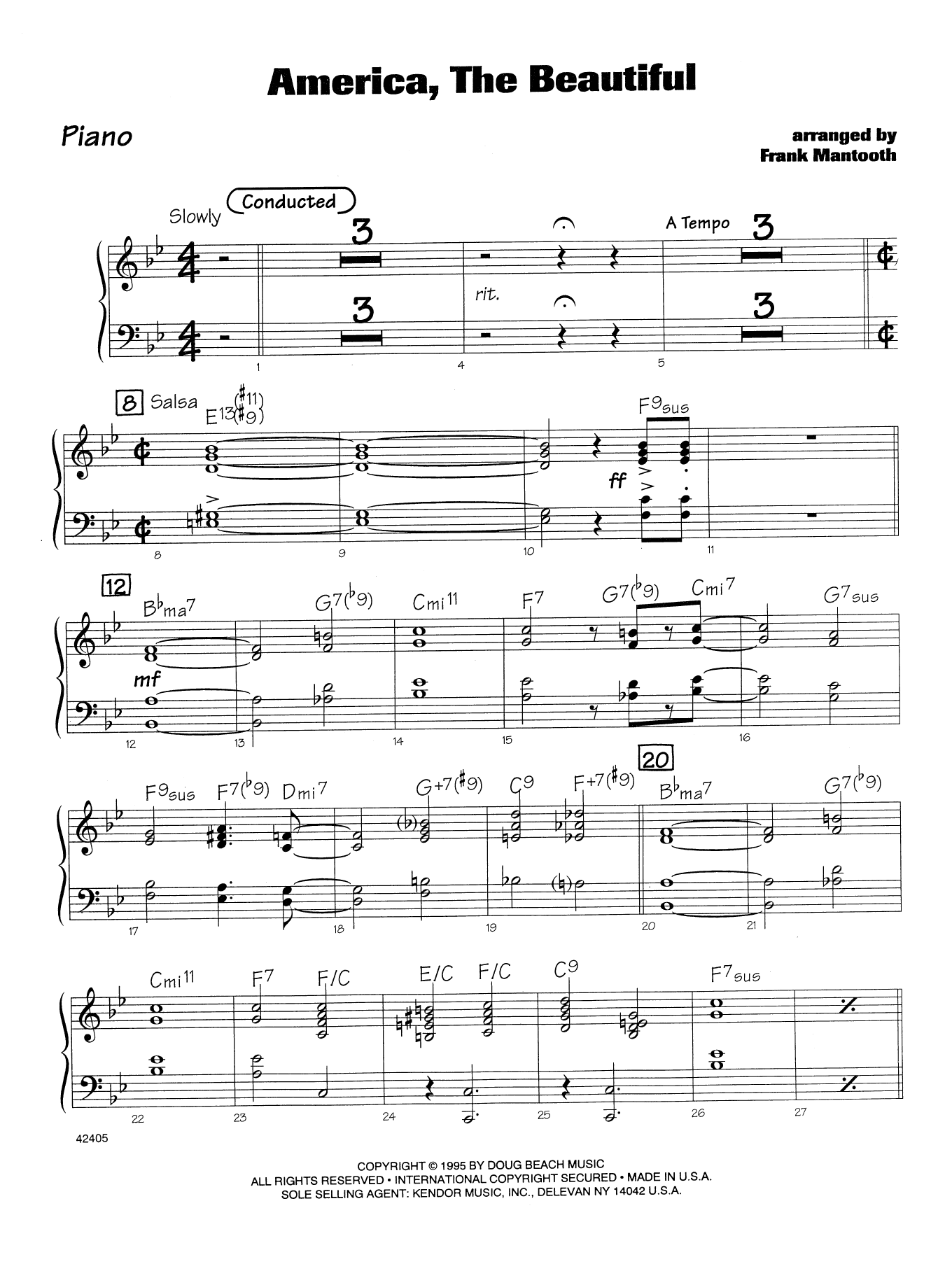 America, the Beautiful - Piano (Jazz Ensemble) von Frank Mantooth