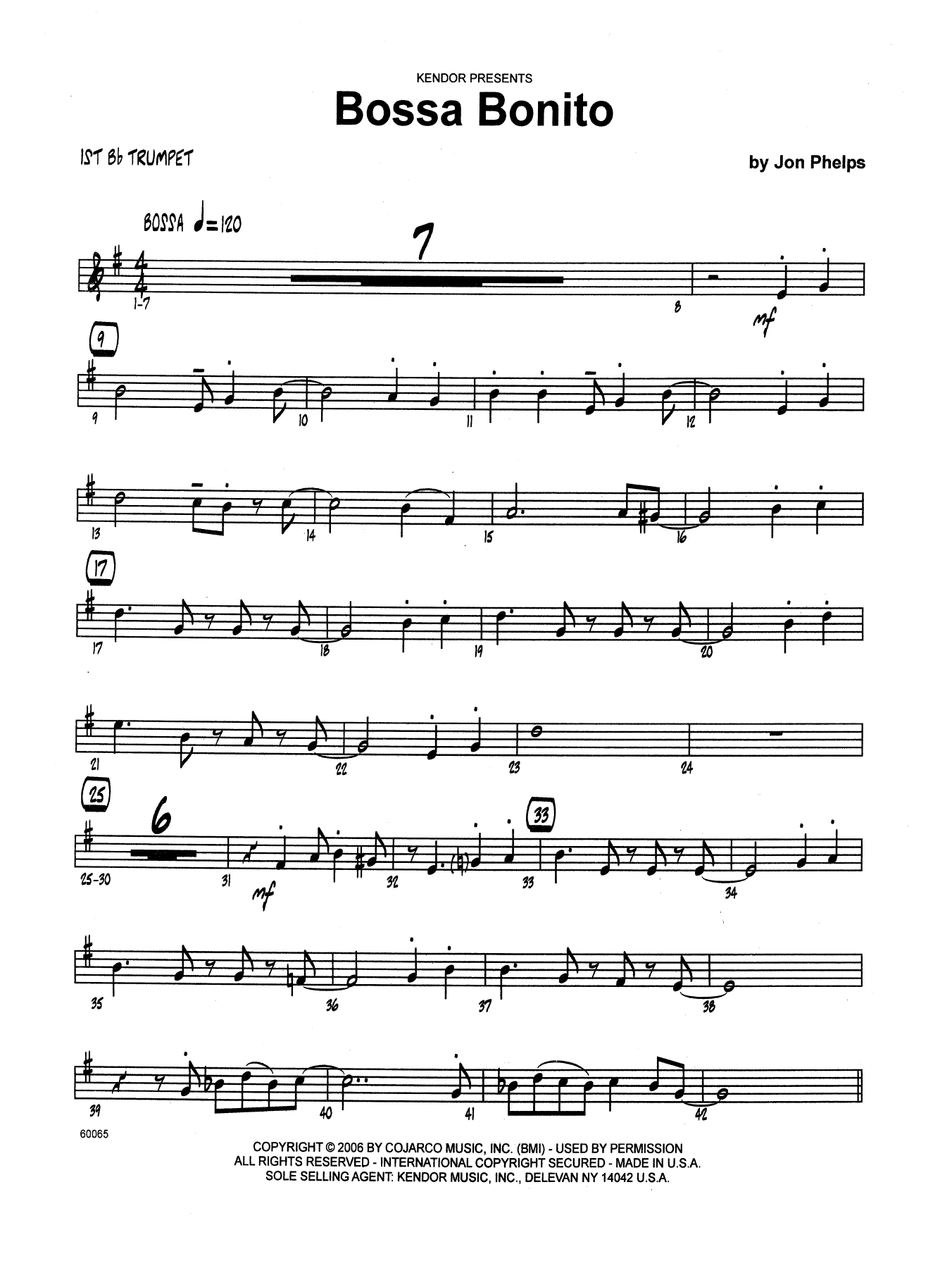 Bossa Bonito - 1st Bb Trumpet (Jazz Ensemble) von Jon Phelps