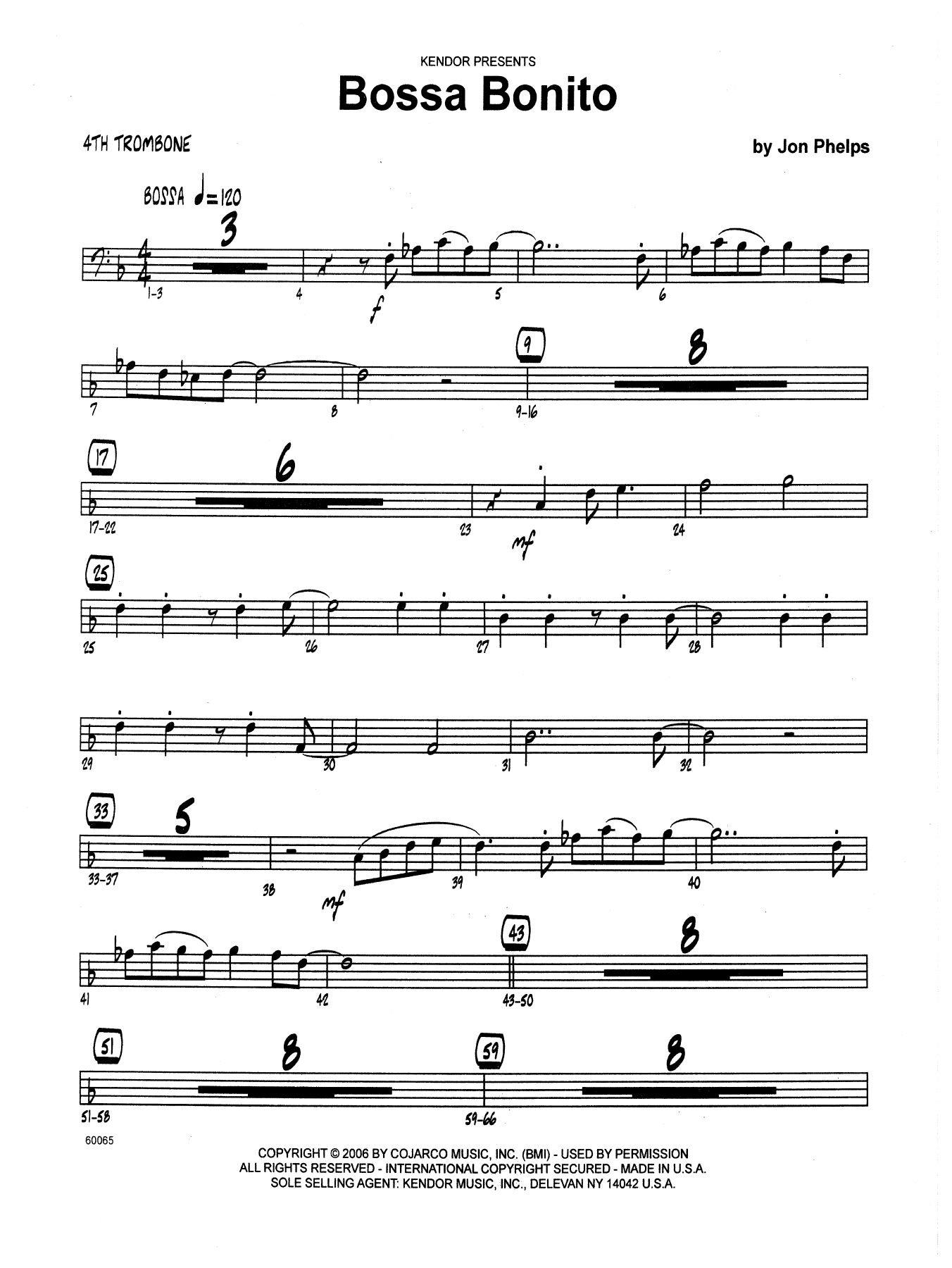 Bossa Bonito - 4th Trombone (Jazz Ensemble) von Jon Phelps