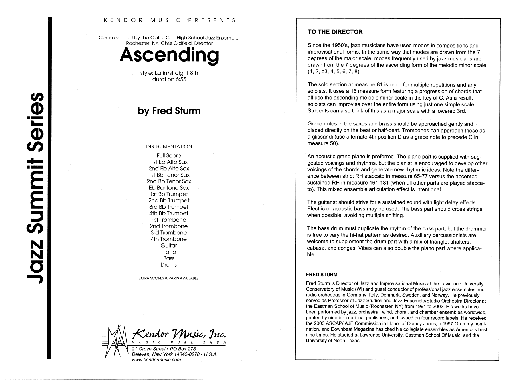 Ascending - Full Score (Jazz Ensemble) von Fred Sturm