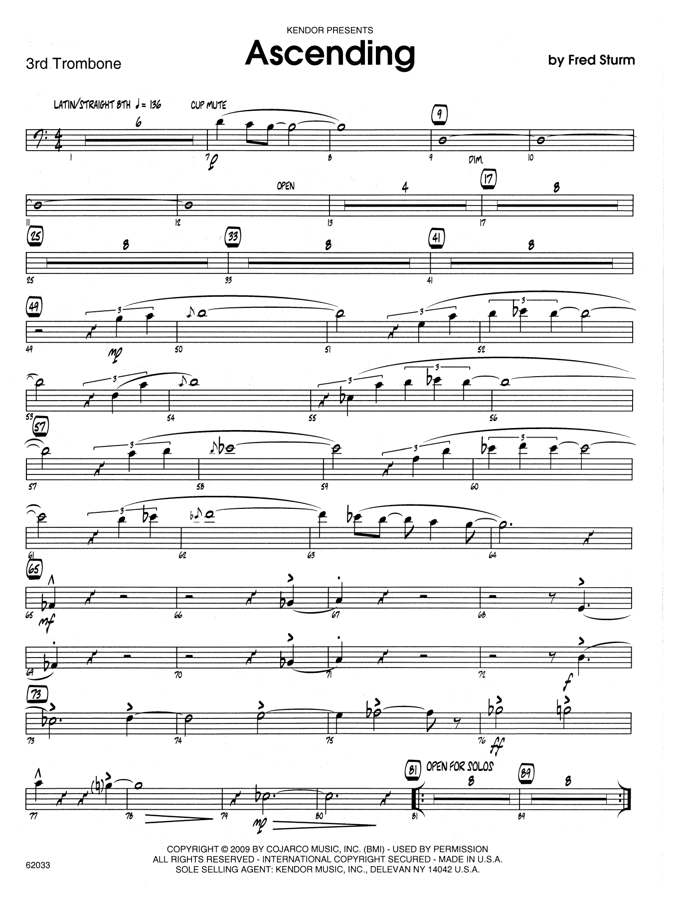 Ascending - 3rd Trombone (Jazz Ensemble) von Fred Sturm