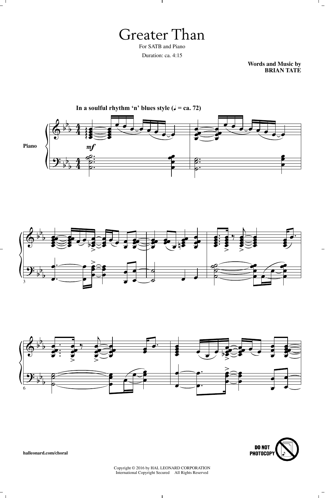 Greater Than (SATB Choir) von Brian Tate