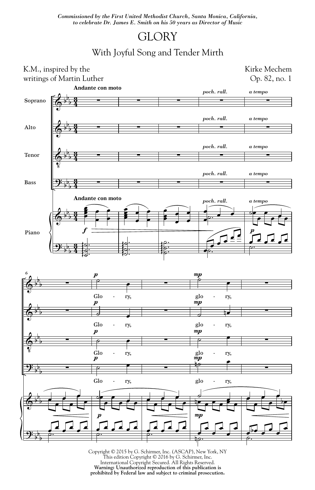 Glory (With Joyful Song And Tender Mirth) (SATB Choir) von Kirke Mechem