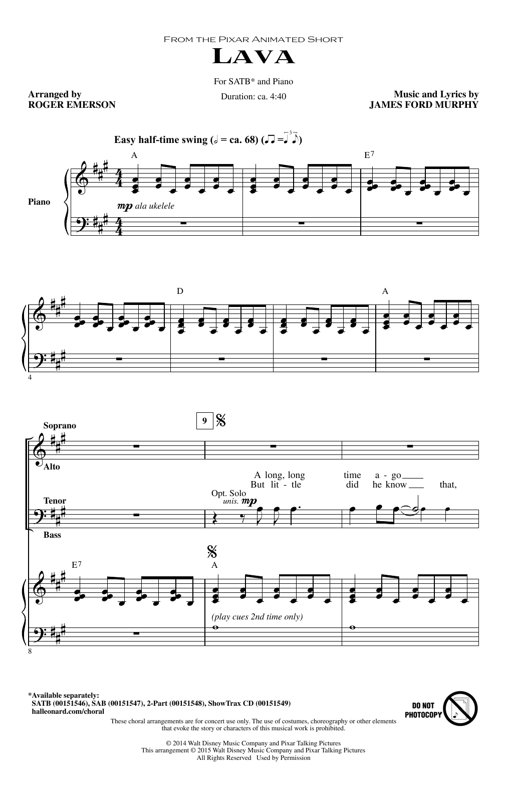 Lava (from Lava) (arr. Roger Emerson) (SATB Choir) von James Ford Murphy
