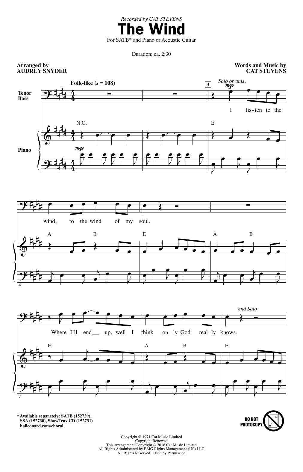The Wind (SATB Choir) von Audrey Snyder