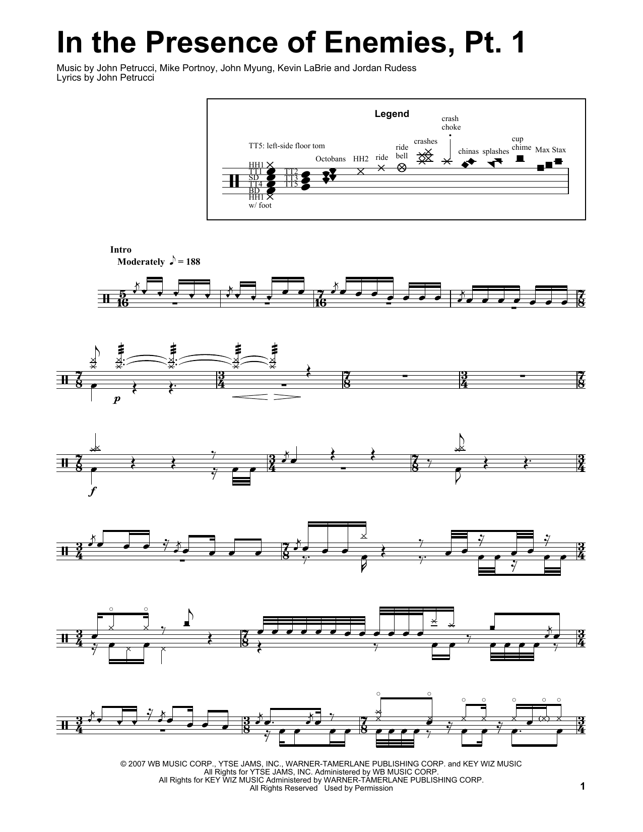 In The Presence Of Enemies - Part 1 (Drums Transcription) von Dream Theater