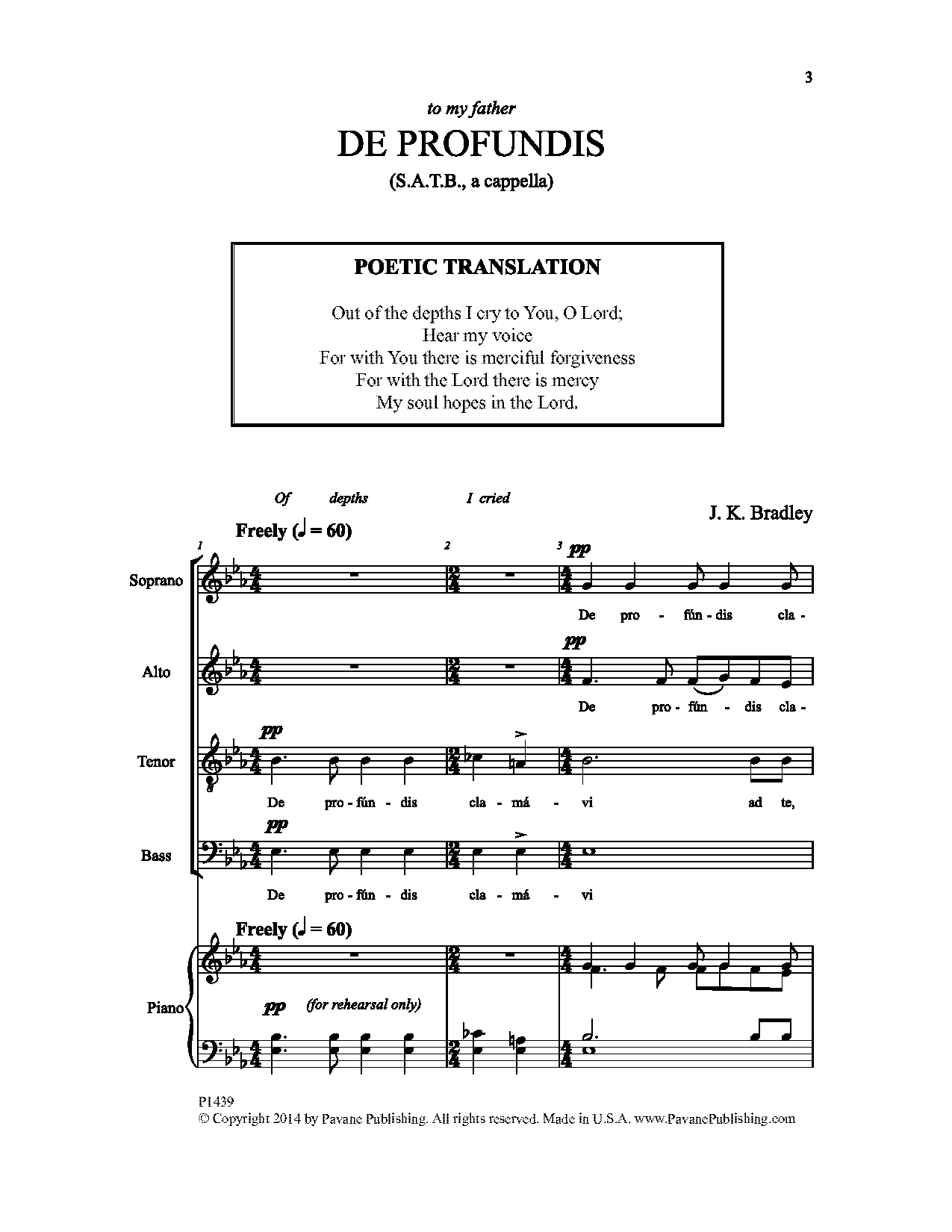 De Profundis (SATB Choir) von J. K. Bradley