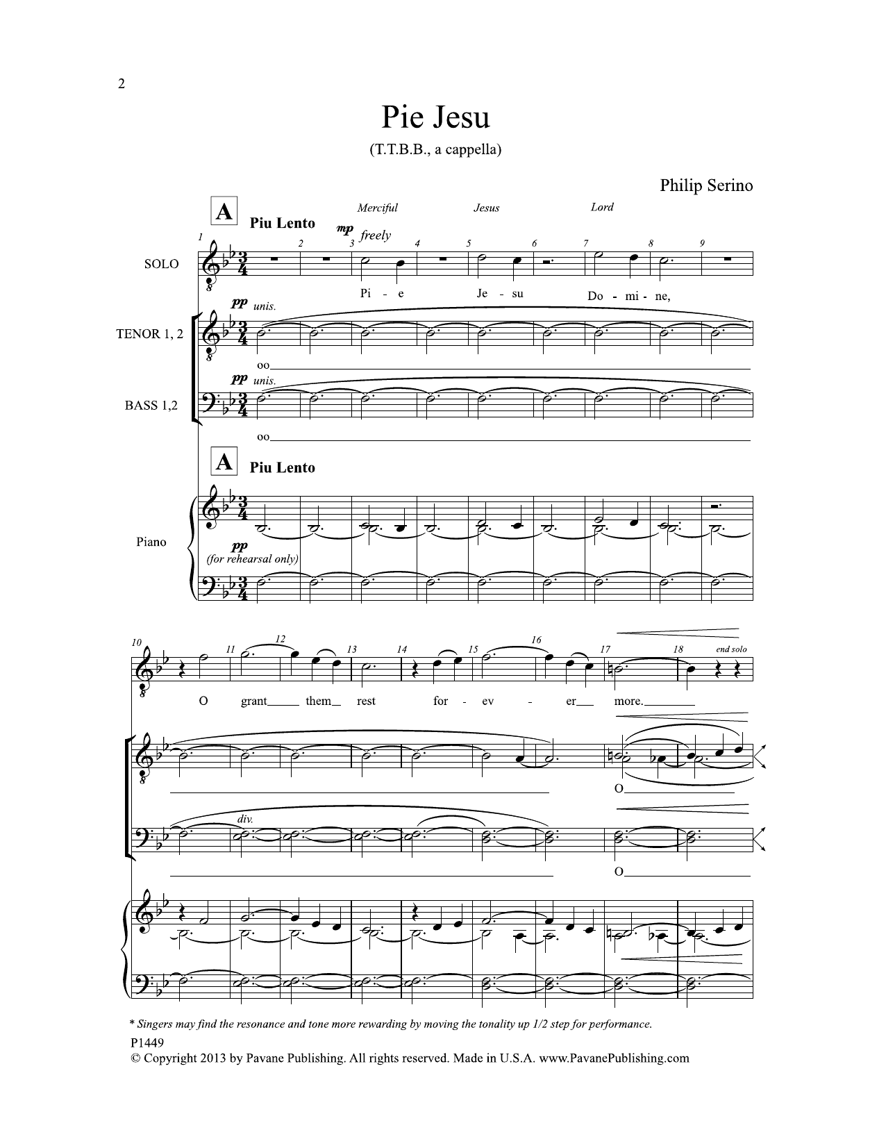 Pie Jesu (TTBB Choir) von Philip Serino