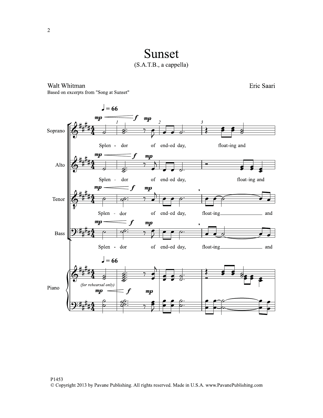 Sunset (SATB Choir) von Eric Saari