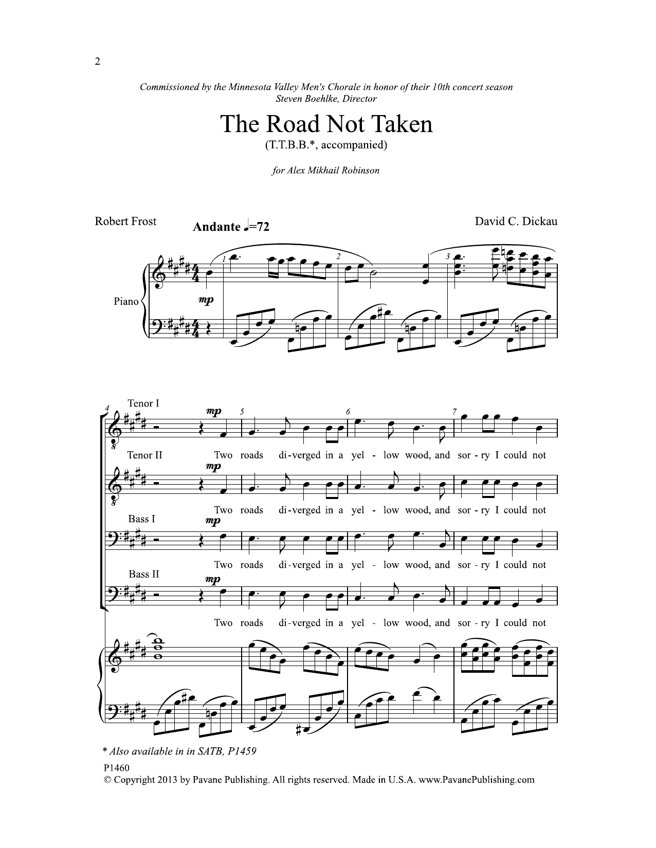 The Road Not Taken (TTBB Choir) von David C. Dickau