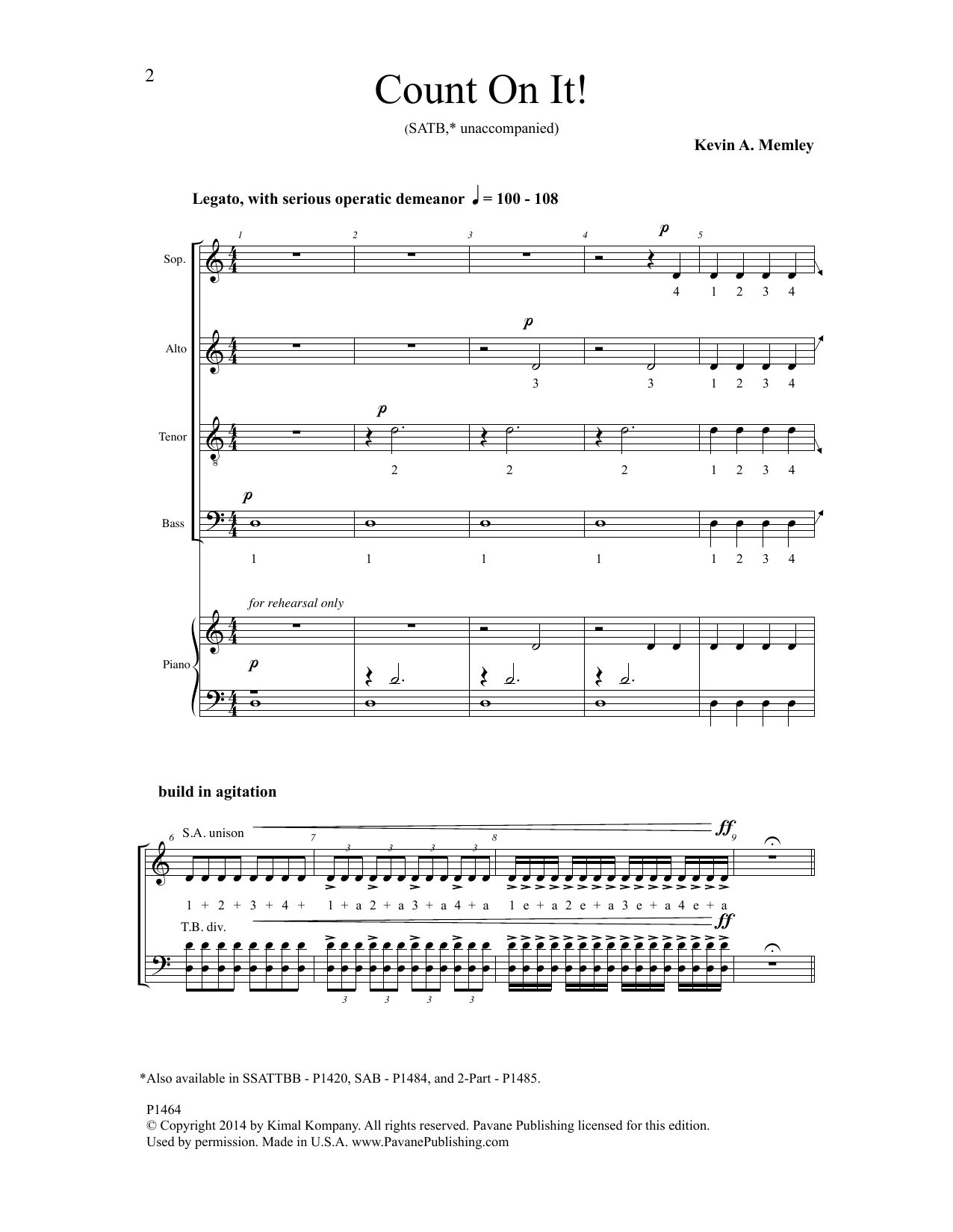 Count On It (SATB Choir) von Kevin A. Memley