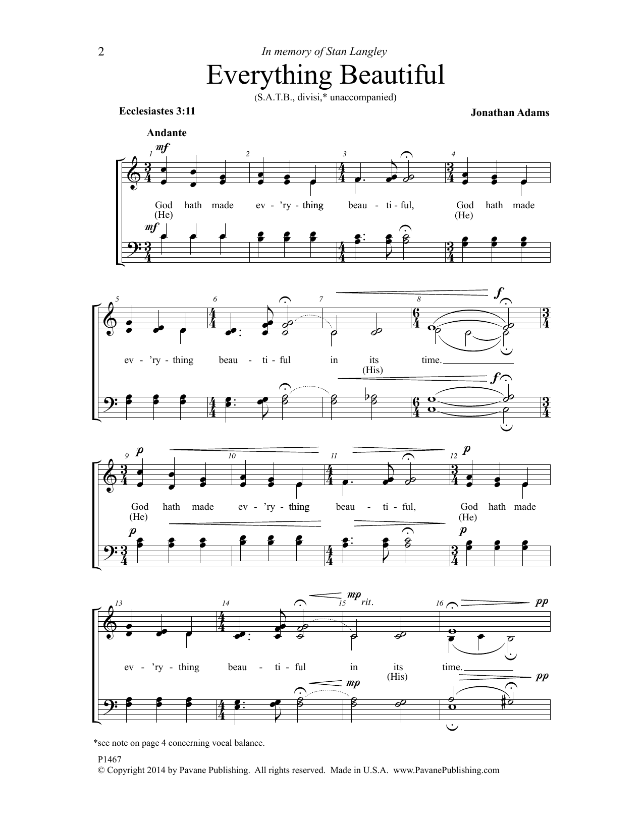 Everything Beautiful (SATB Choir) von Jonathan Adams