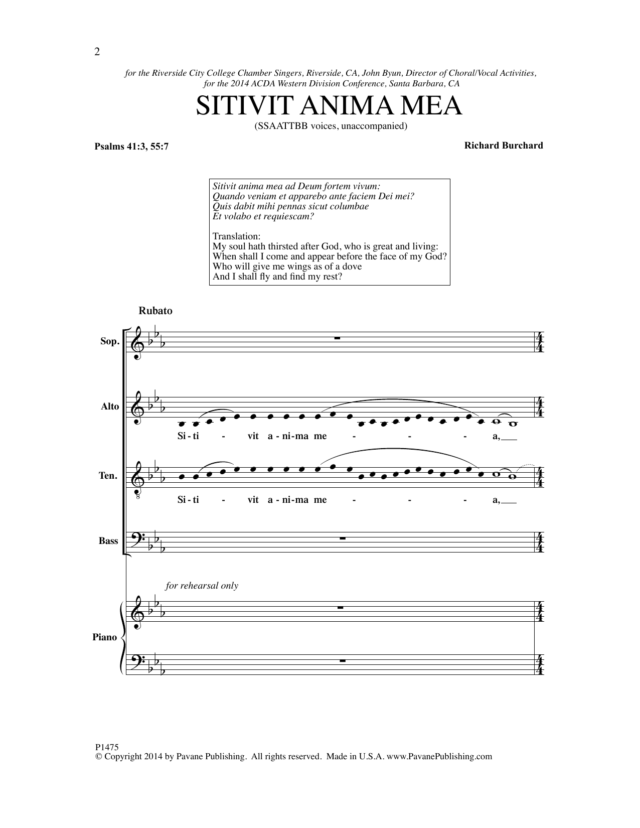 Sitivit anima mea (SSAATTBB Choir) von Richard Burchard