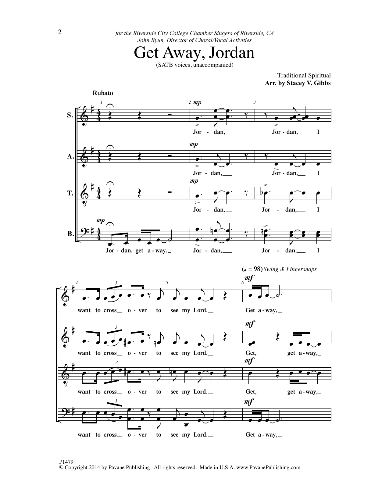 Get Away, Jordon (SATB Choir) von Stacey V. Gibbs