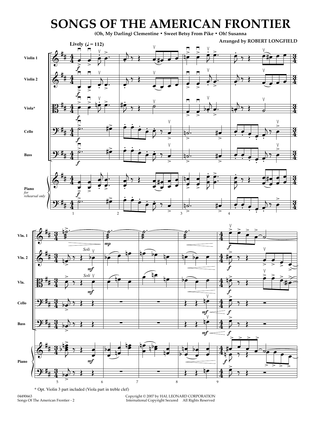 Songs Of The American Frontier - Full Score (Orchestra) von Robert Longfield