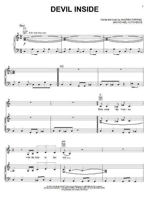 Devil Inside (Piano, Vocal & Guitar Chords (Right-Hand Melody)) von INXS