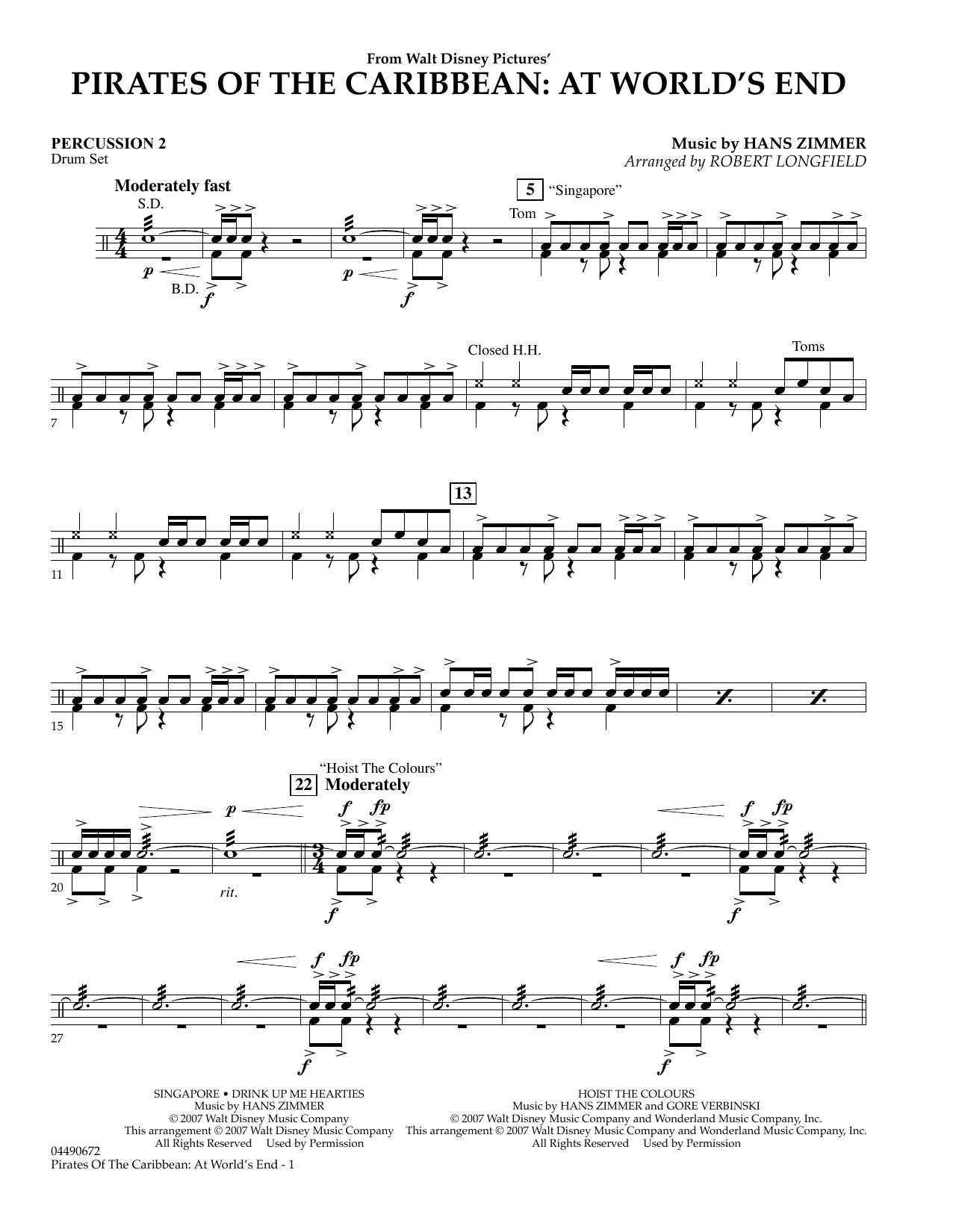 Pirates of the Caribbean: At World's End - Percussion 2 (Orchestra) von Robert Longfield