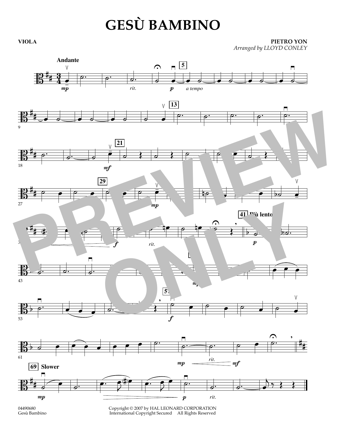Gesu Bambino - Viola (Orchestra) von Lloyd Conley
