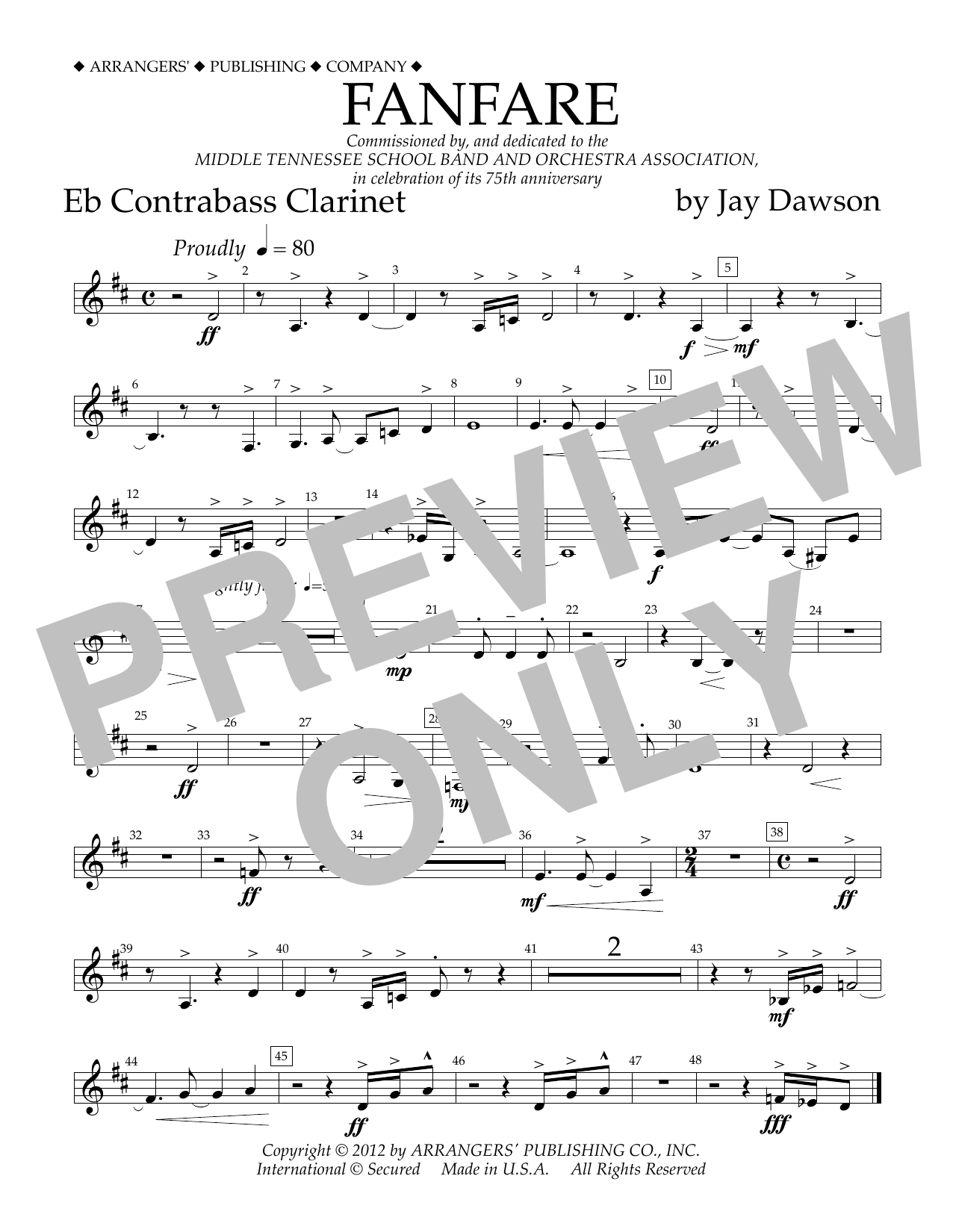 Fanfare - Eb Contra Bass Clarinet (Concert Band) von Jay Dawson