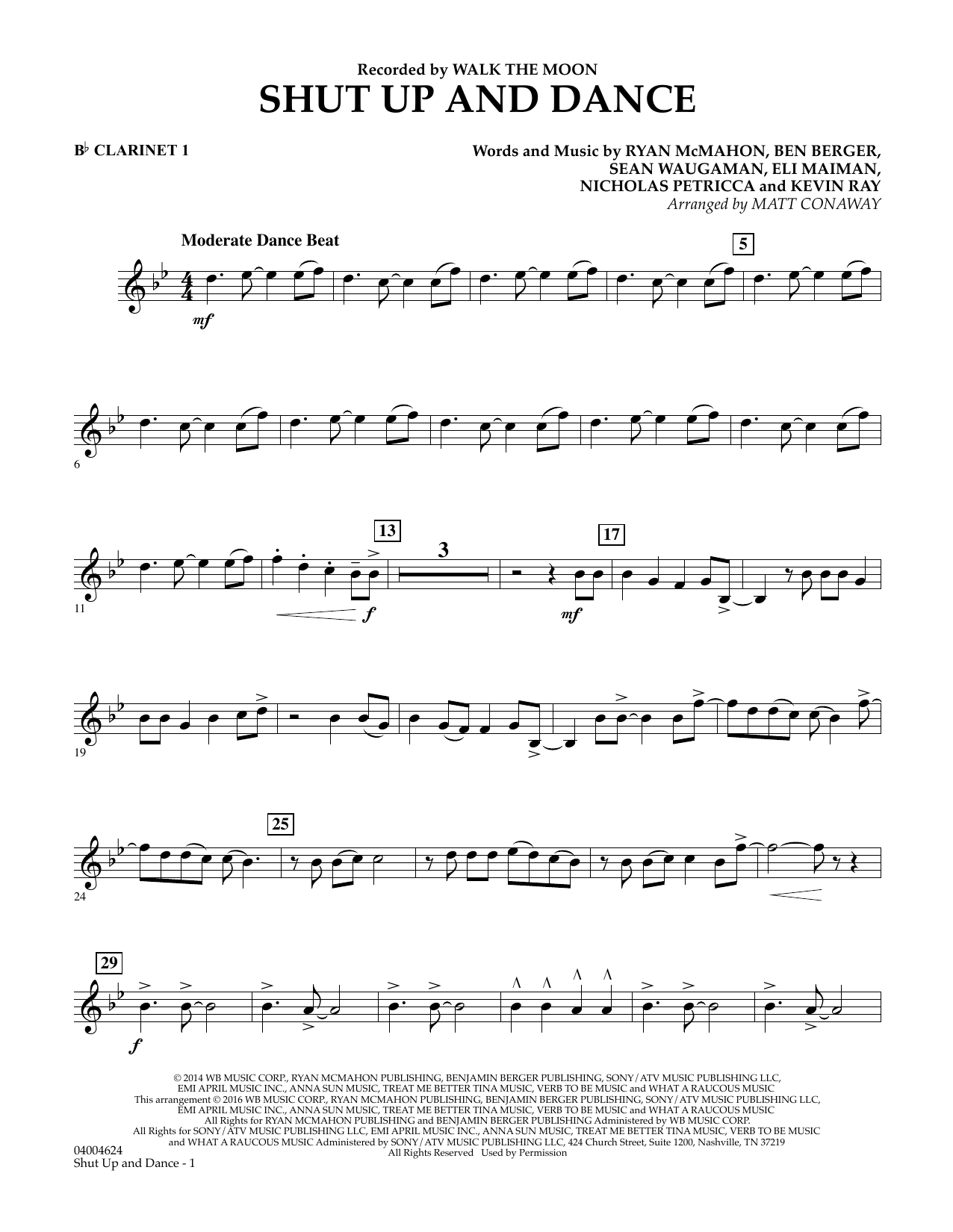 Shut Up And Dance - Bb Clarinet 1 (Concert Band) von Matt Conaway