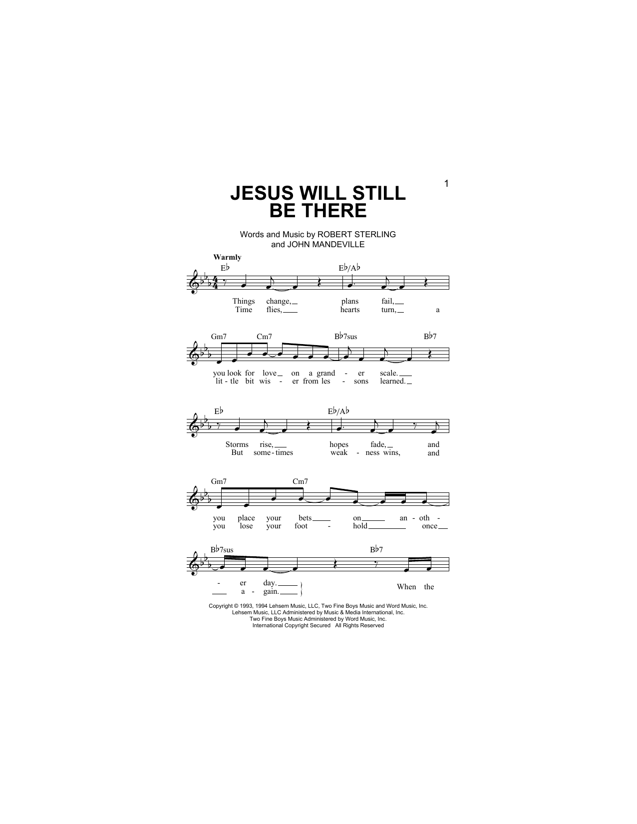 Jesus Will Still Be There (Lead Sheet / Fake Book) von Point Of Grace