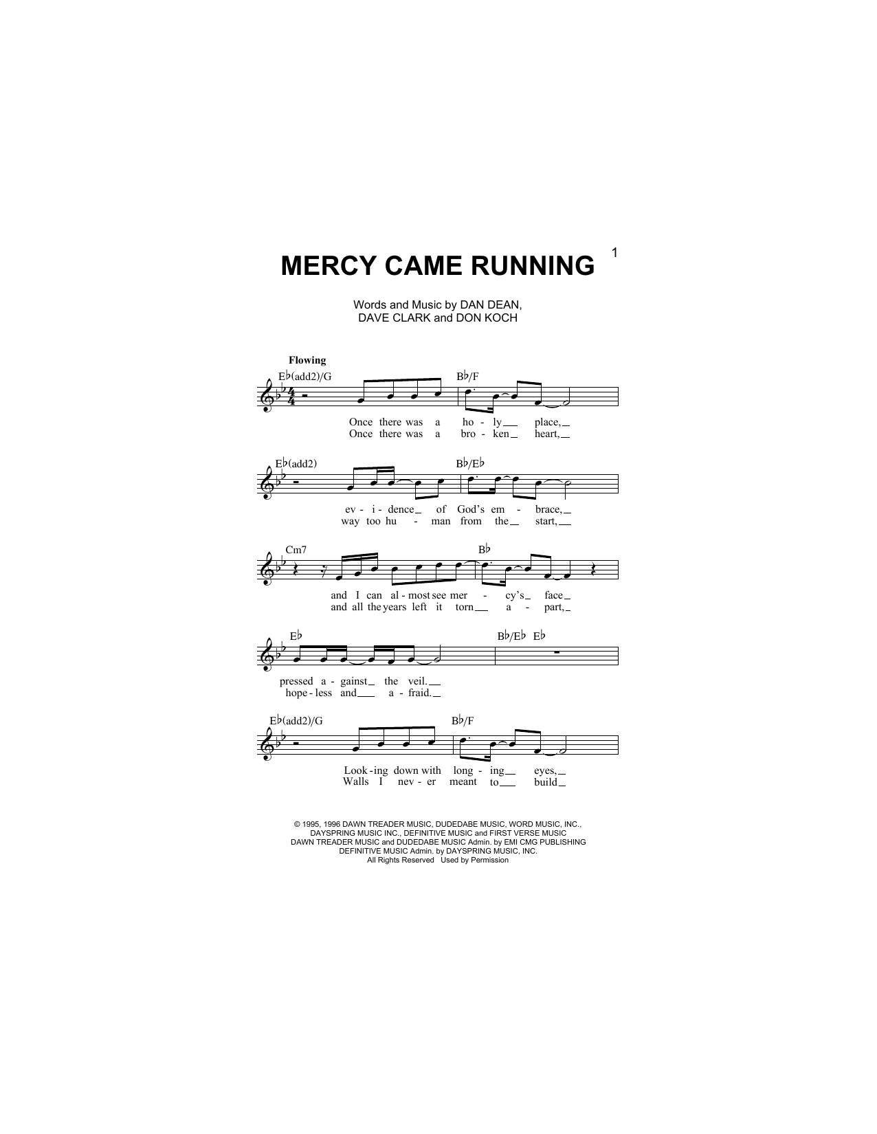 Mercy Came Running (Lead Sheet / Fake Book) von Phillips, Craig & Dean