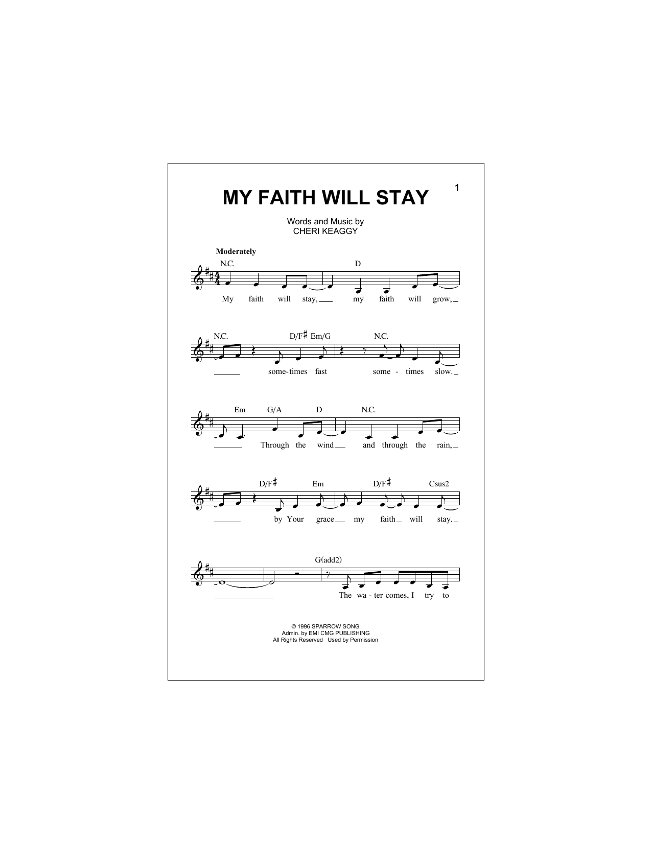 My Faith Will Stay (Lead Sheet / Fake Book) von Cheri Keaggy