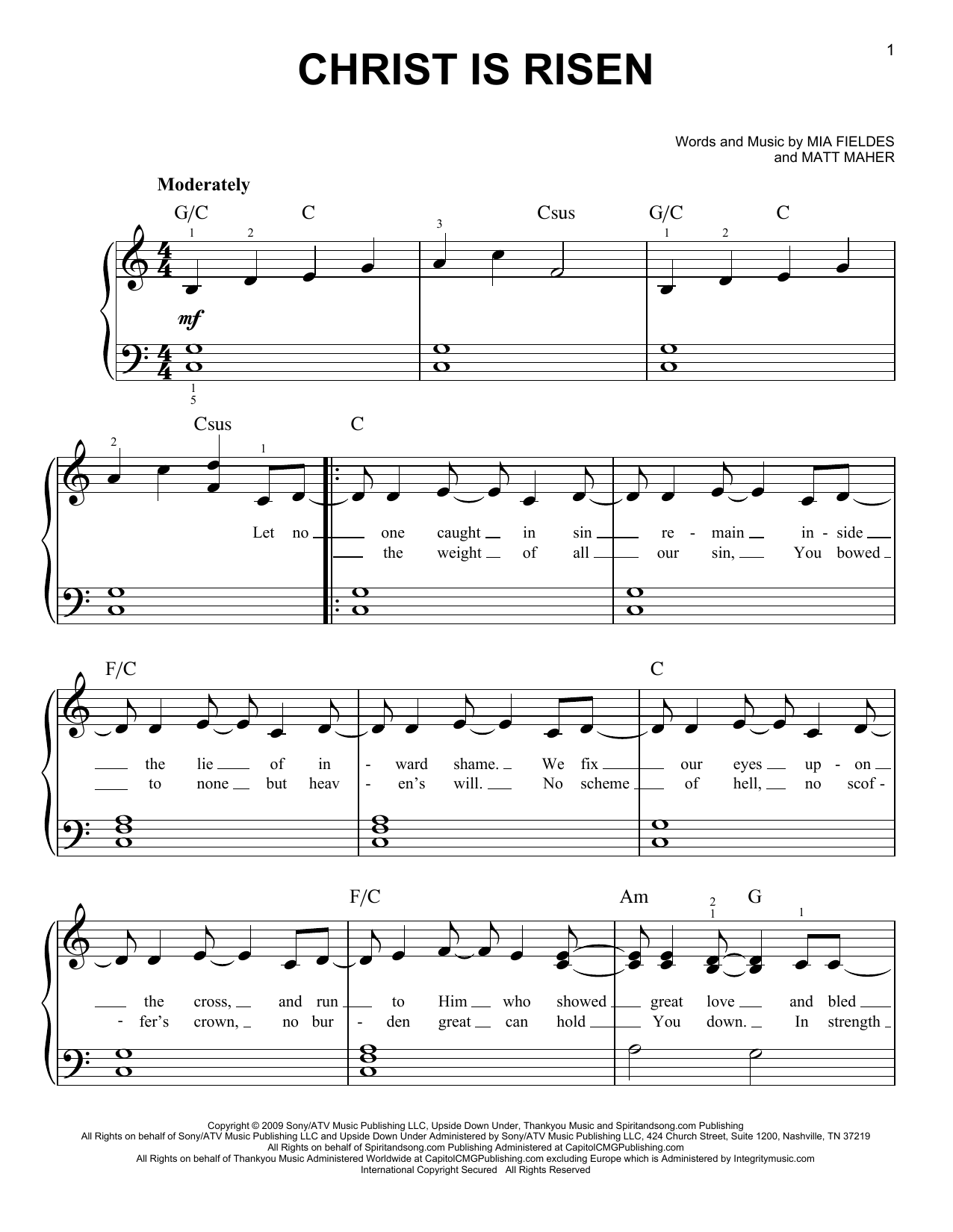 Christ Is Risen (Easy Piano) von Matt Maher