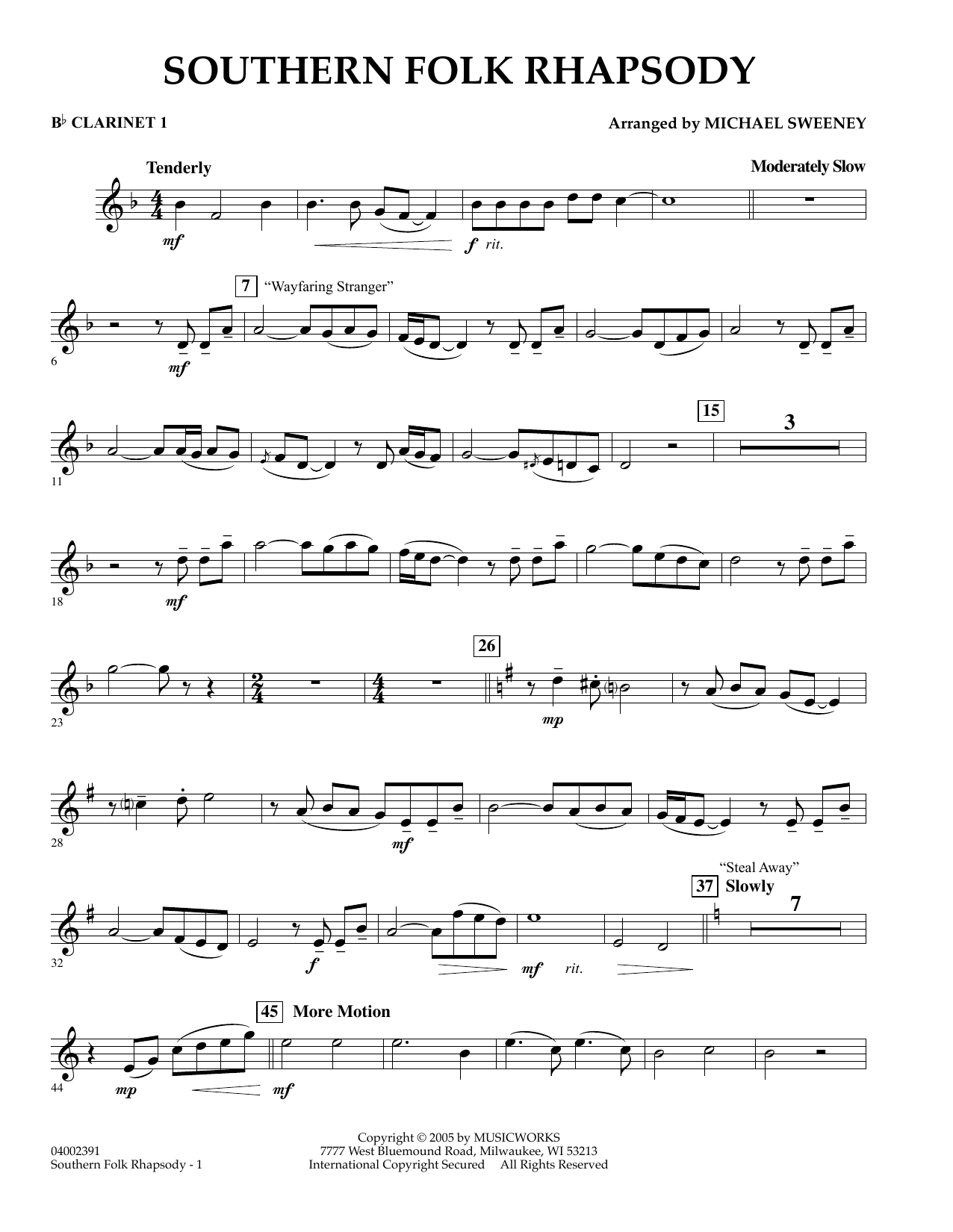Southern Folk Rhapsody - Bb Clarinet 1 (Concert Band) von Michael Sweeney