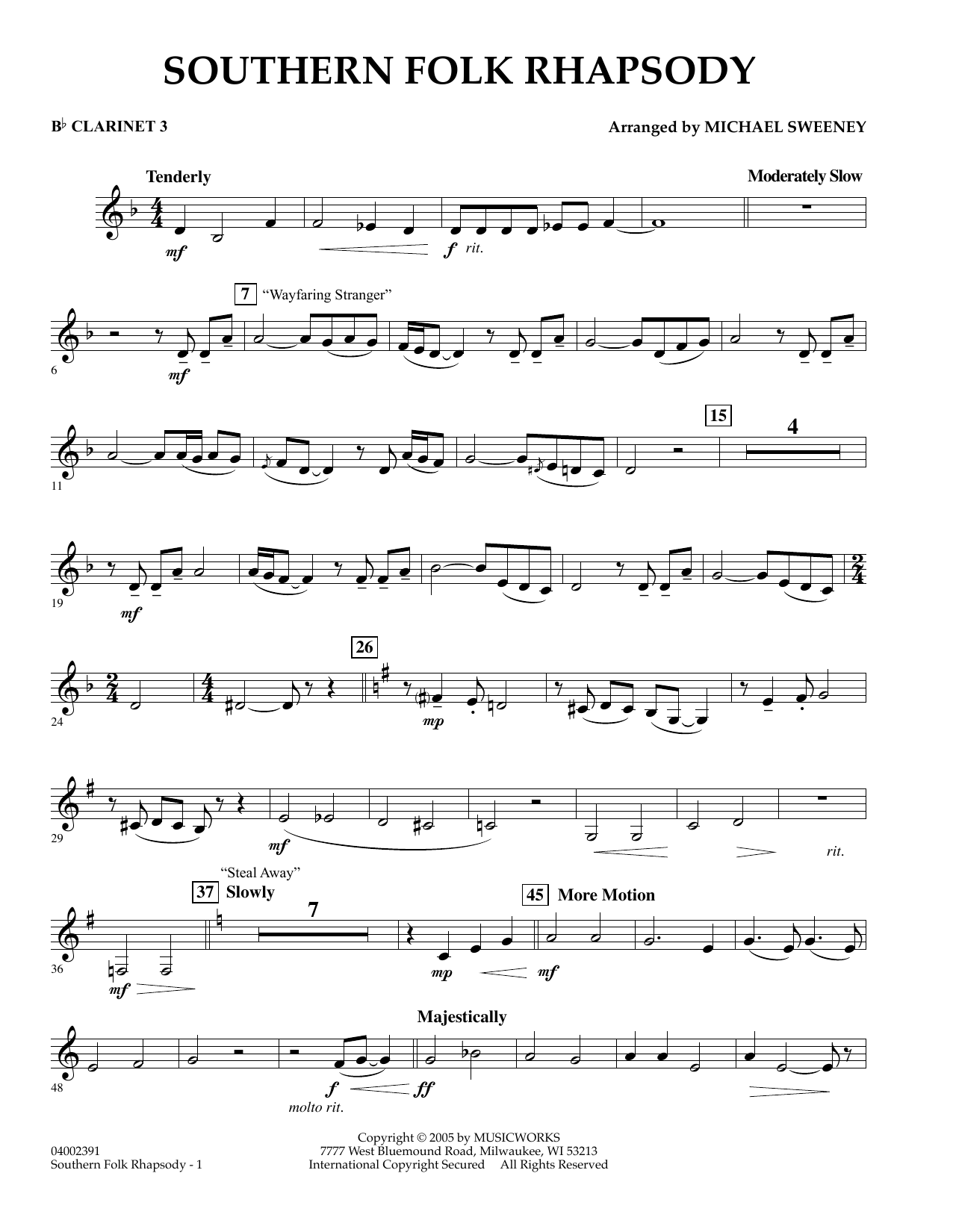 Southern Folk Rhapsody - Bb Clarinet 3 (Concert Band) von Michael Sweeney