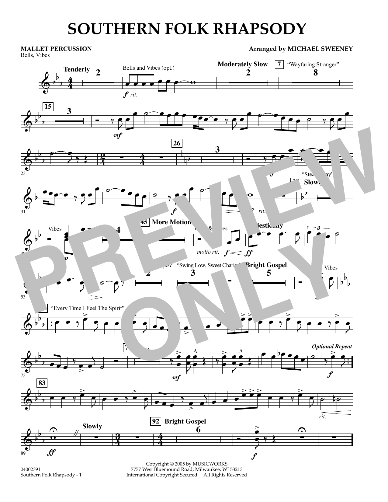 Southern Folk Rhapsody - Mallet Percussion (Concert Band) von Michael Sweeney