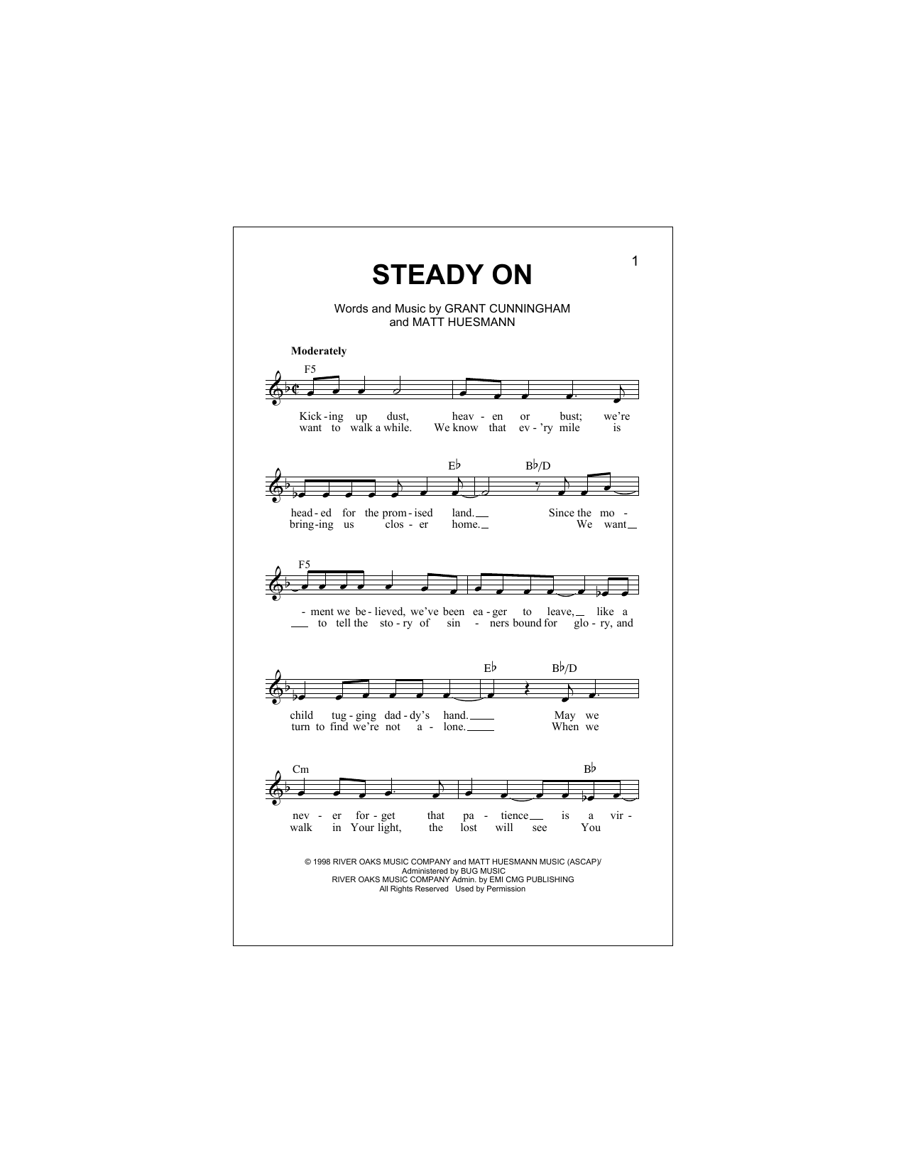 Steady On (Lead Sheet / Fake Book) von Point Of Grace