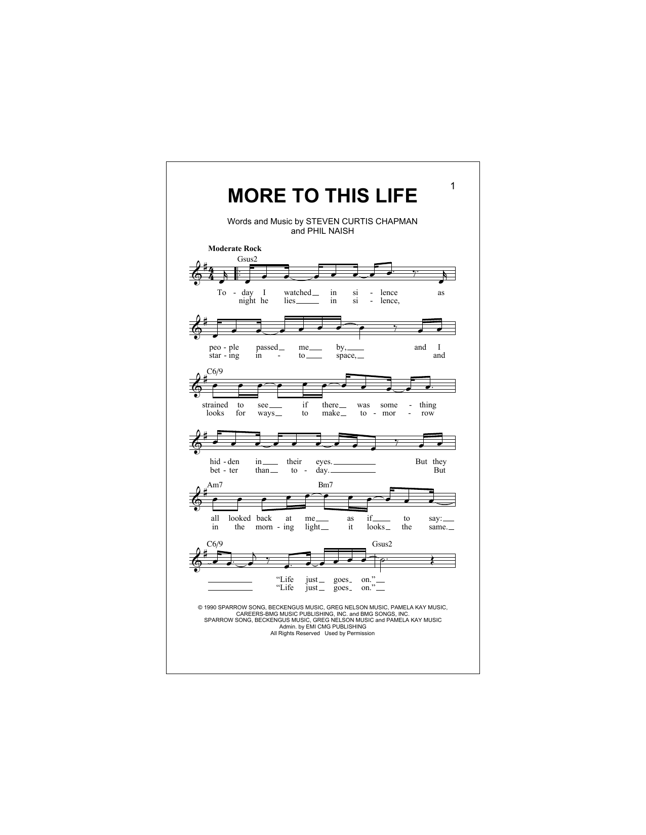 More To This Life (Lead Sheet / Fake Book) von Steven Curtis Chapman