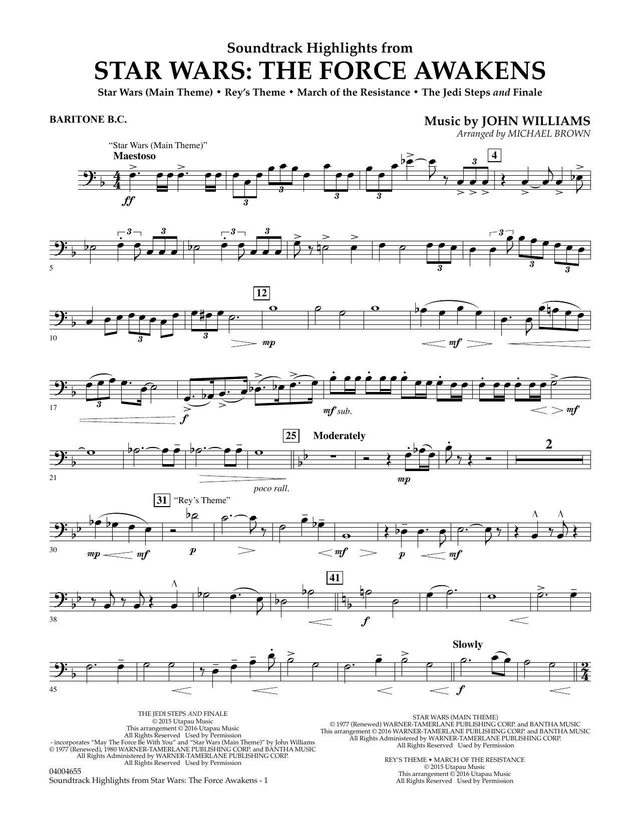 Soundtrack Highlights from Star Wars: The Force Awakens - Baritone B.C. (Concert Band) von Michael Brown