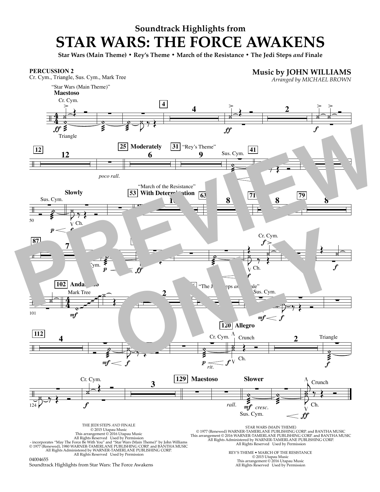 Soundtrack Highlights from Star Wars: The Force Awakens - Percussion 2 (Concert Band) von Michael Brown