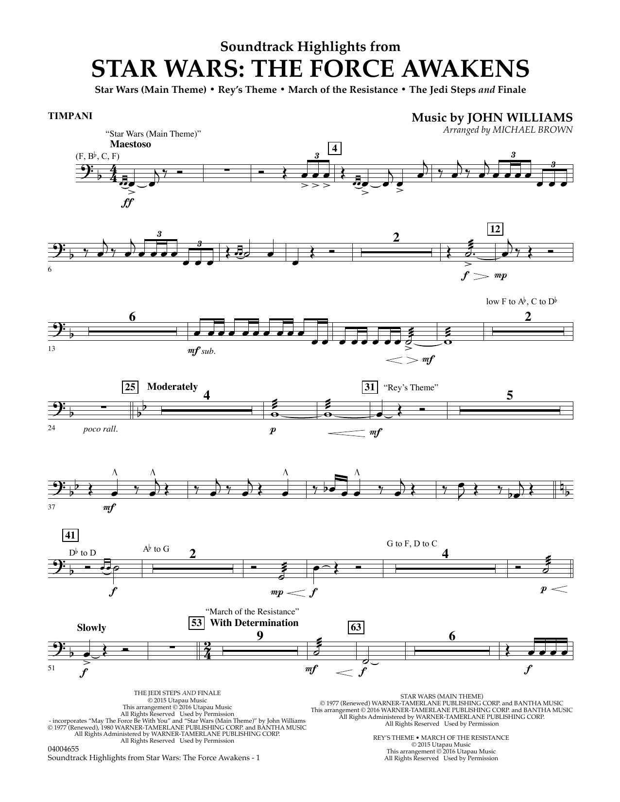 Soundtrack Highlights from Star Wars: The Force Awakens - Timpani (Concert Band) von Michael Brown