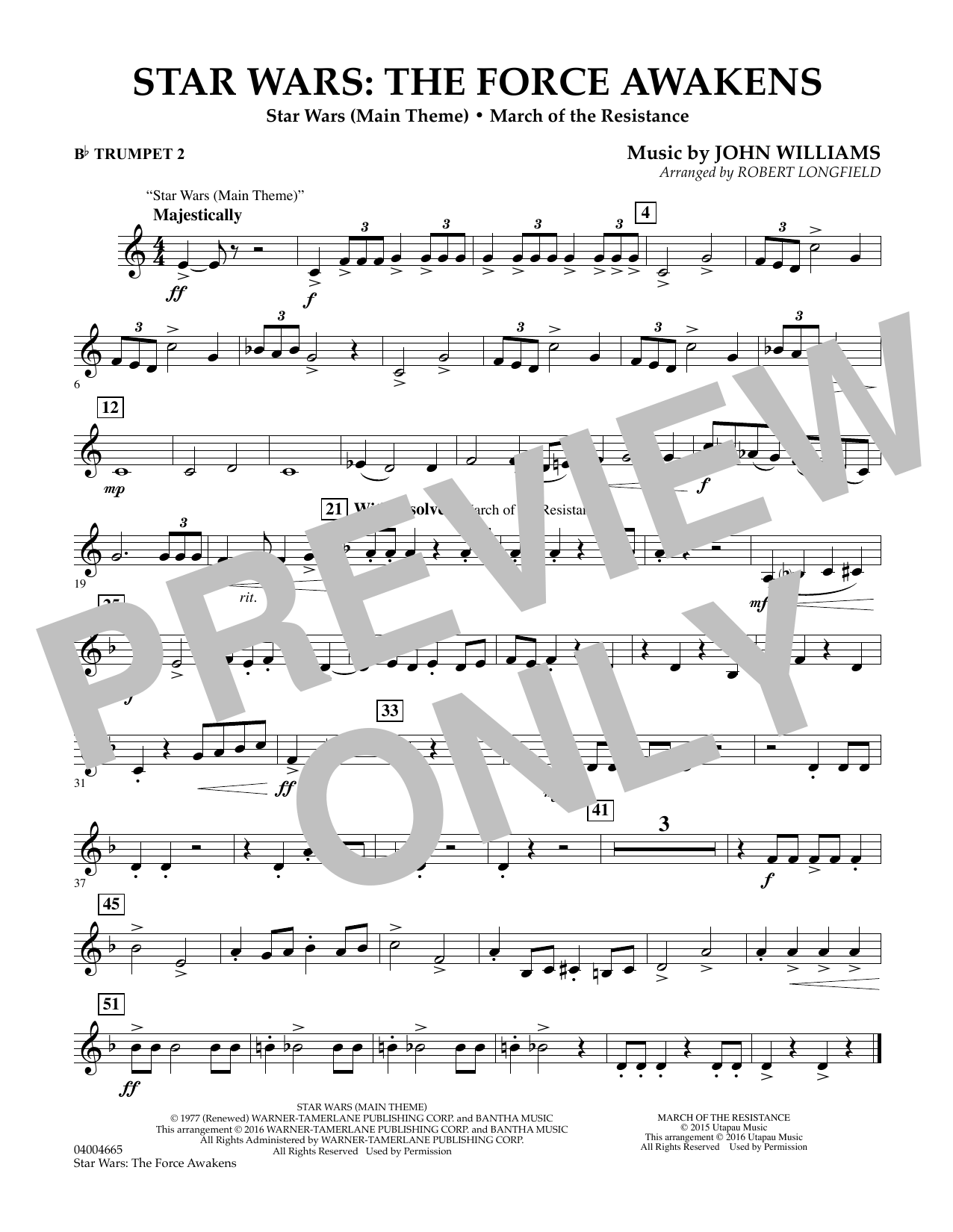 Star Wars: The Force Awakens - Bb Trumpet 2 (Concert Band) von Robert Longfield