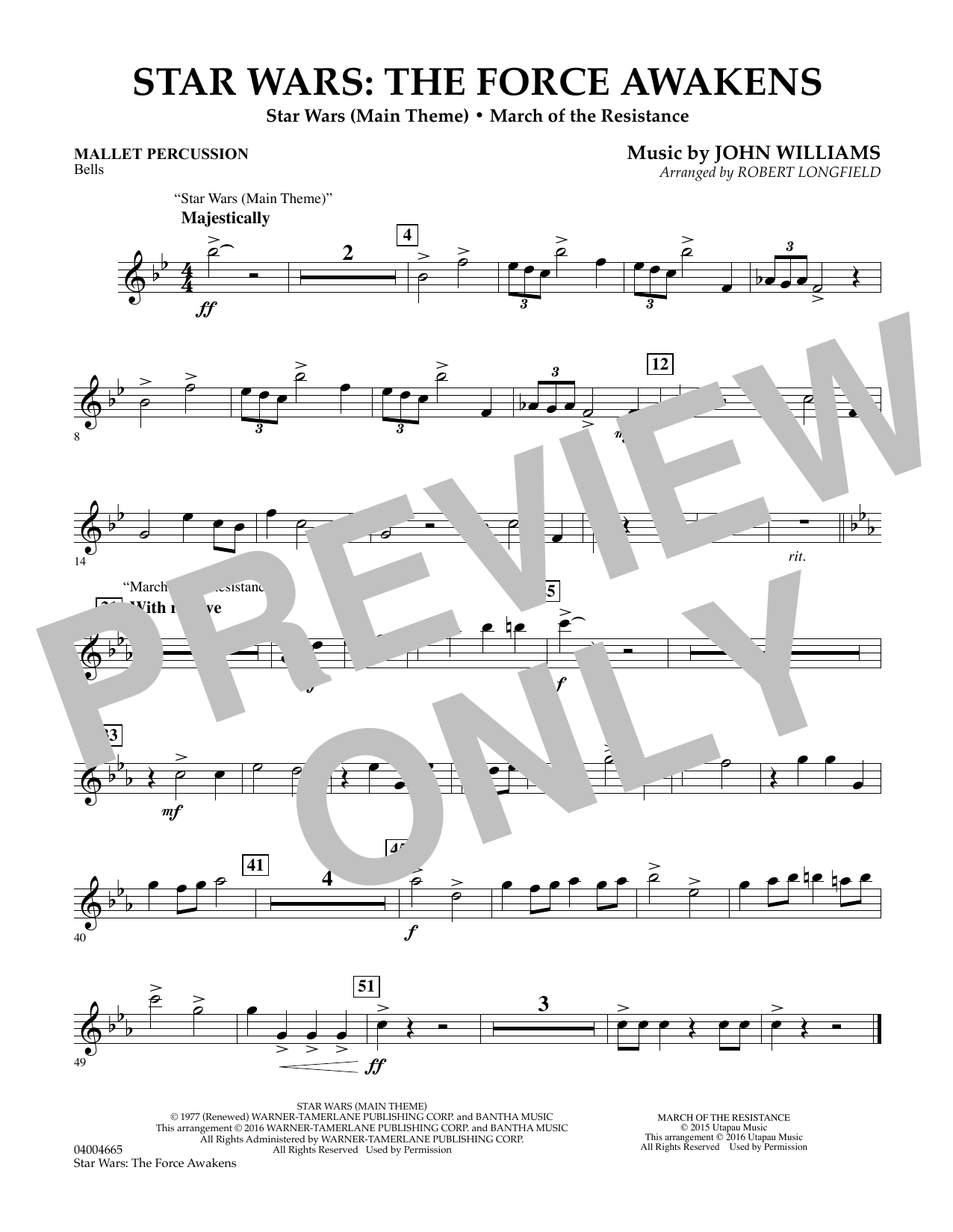 Star Wars: The Force Awakens - Mallet Percussion (Concert Band) von Robert Longfield