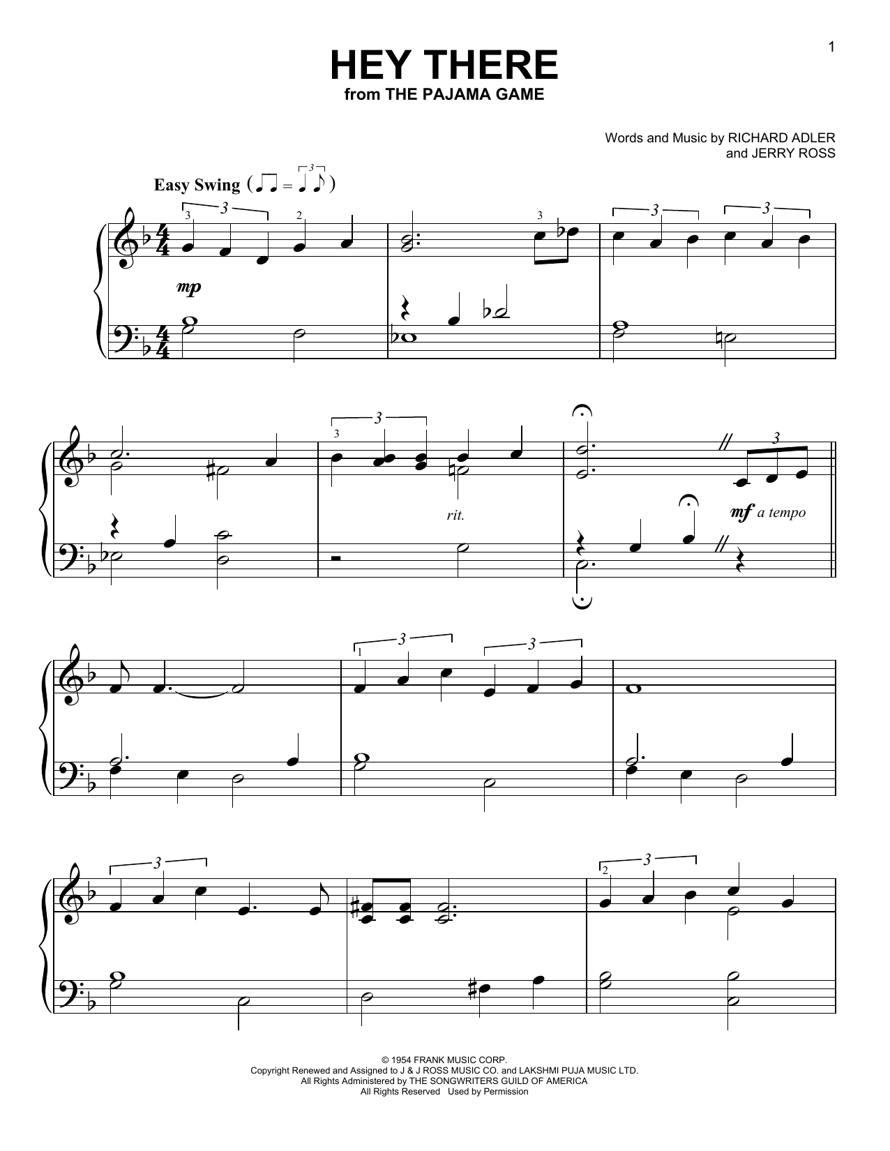 Hey There (Easy Piano) von Richard Adler