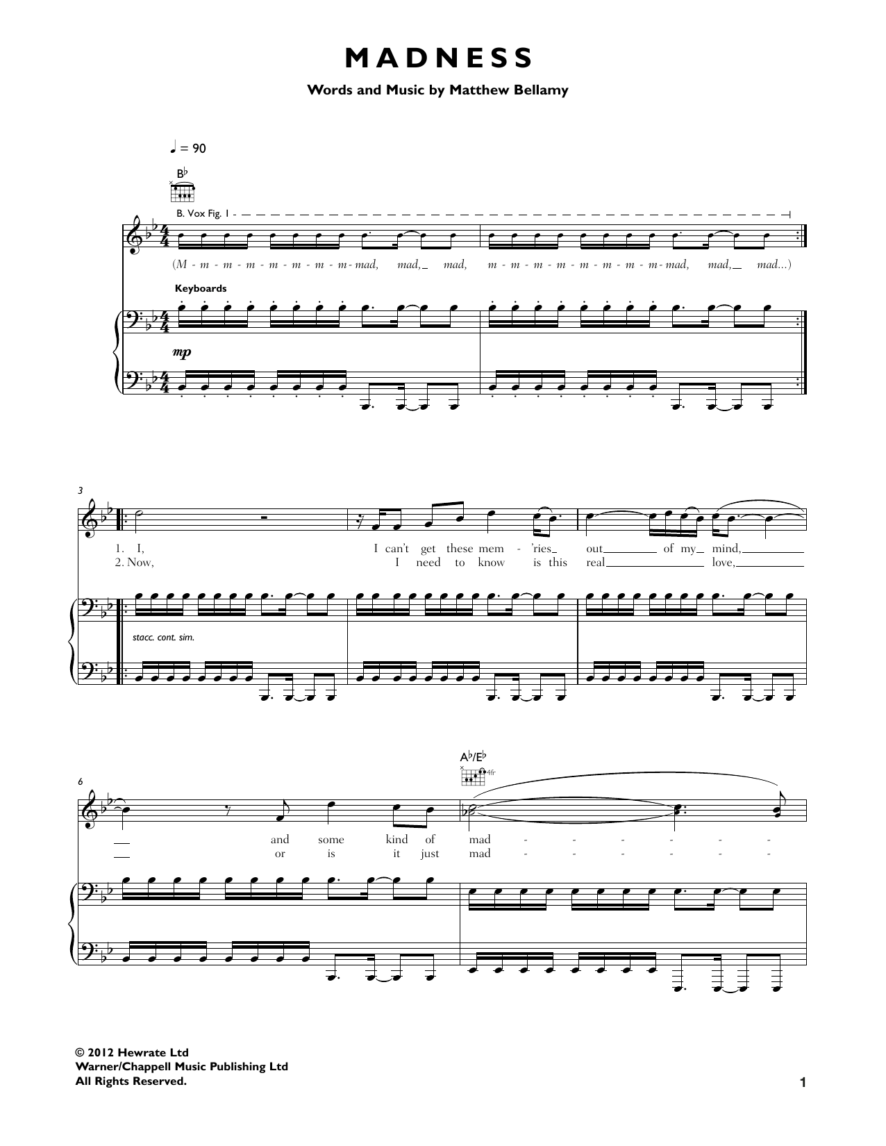 Madness (Guitar Tab) von Muse