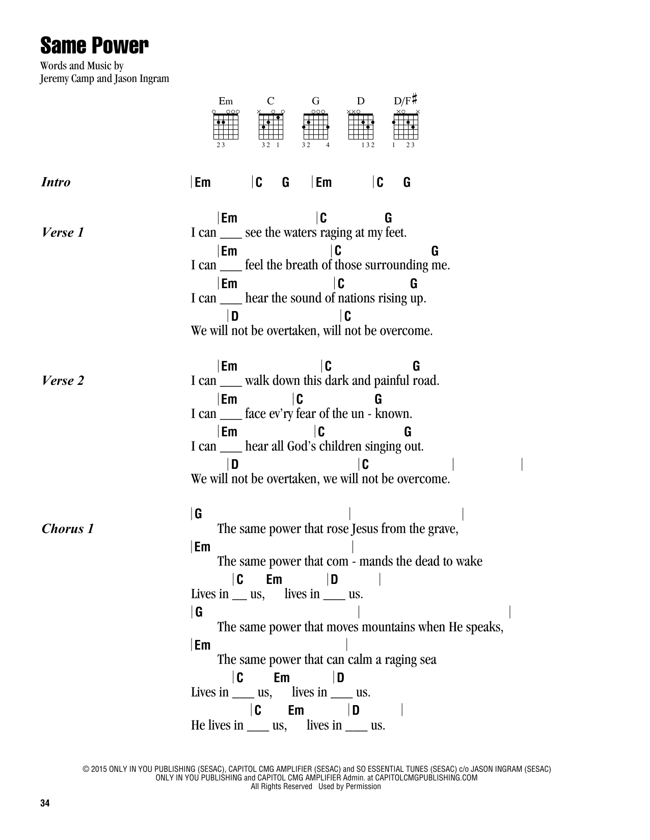 Same Power (Guitar Chords/Lyrics) von Jeremy Camp