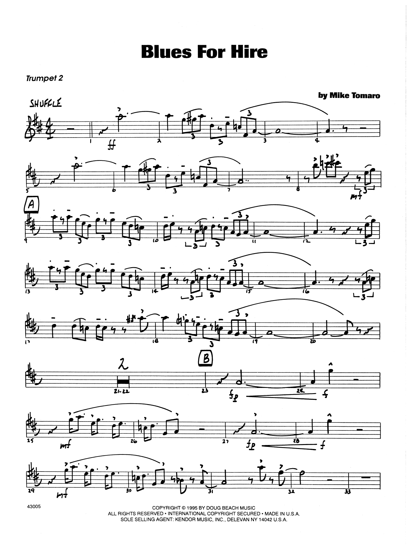 Blues For Hire - 2nd Bb Trumpet (Jazz Ensemble) von Mike Tomaro