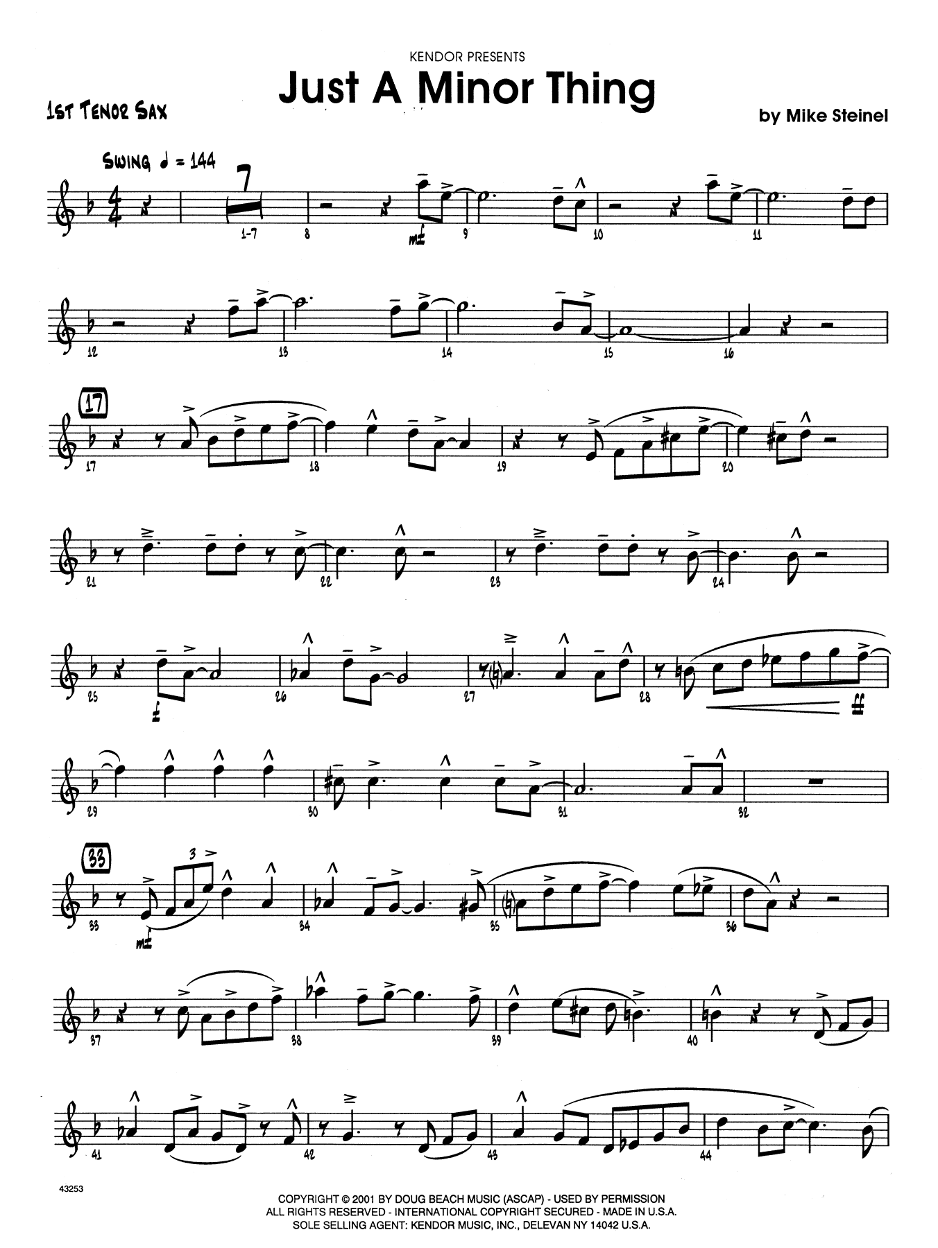 Just A Minor Thing - 1st Tenor Saxophone (Jazz Ensemble) von Mike Steinel