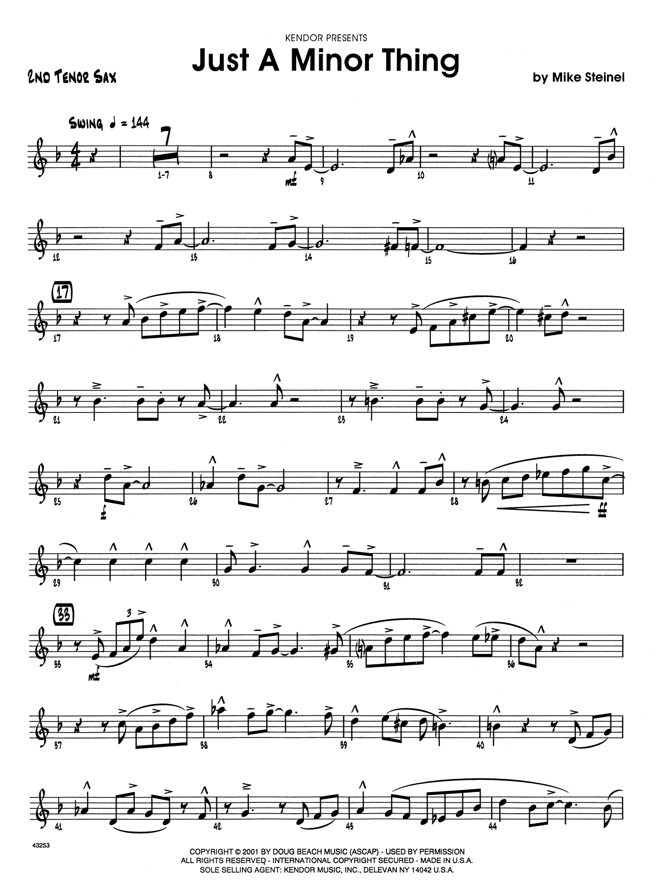 Just A Minor Thing - 2nd Bb Tenor Saxophone (Jazz Ensemble) von Mike Steinel