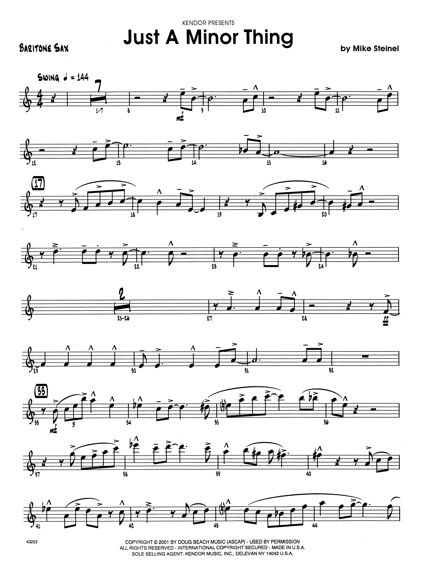 Just A Minor Thing - Eb Baritone Saxophone (Jazz Ensemble) von Mike Steinel