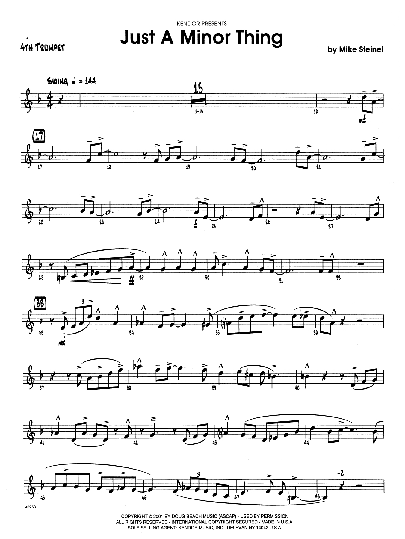 Just A Minor Thing - 4th Bb Trumpet (Jazz Ensemble) von Mike Steinel