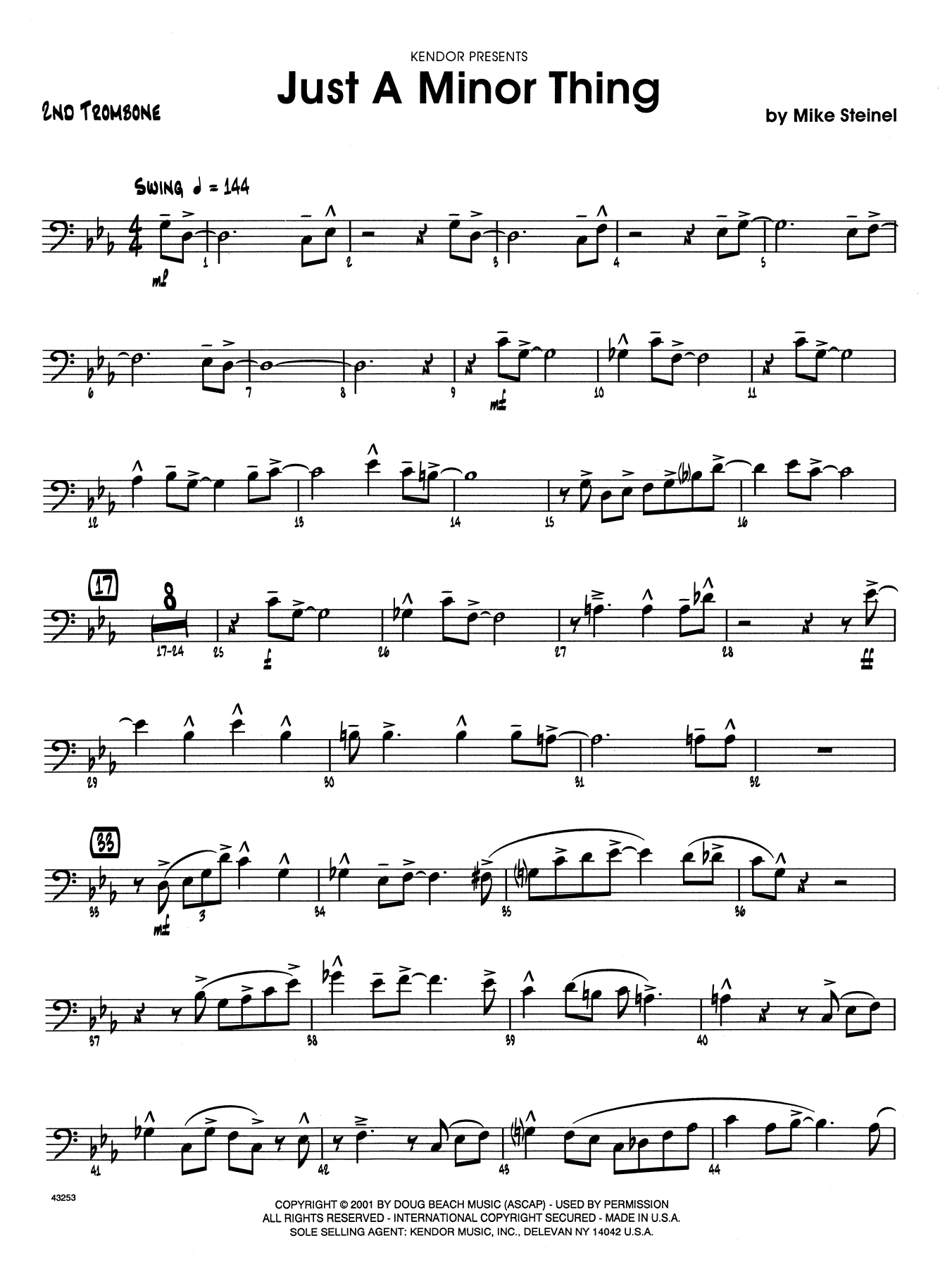 Just A Minor Thing - 2nd Trombone (Jazz Ensemble) von Mike Steinel